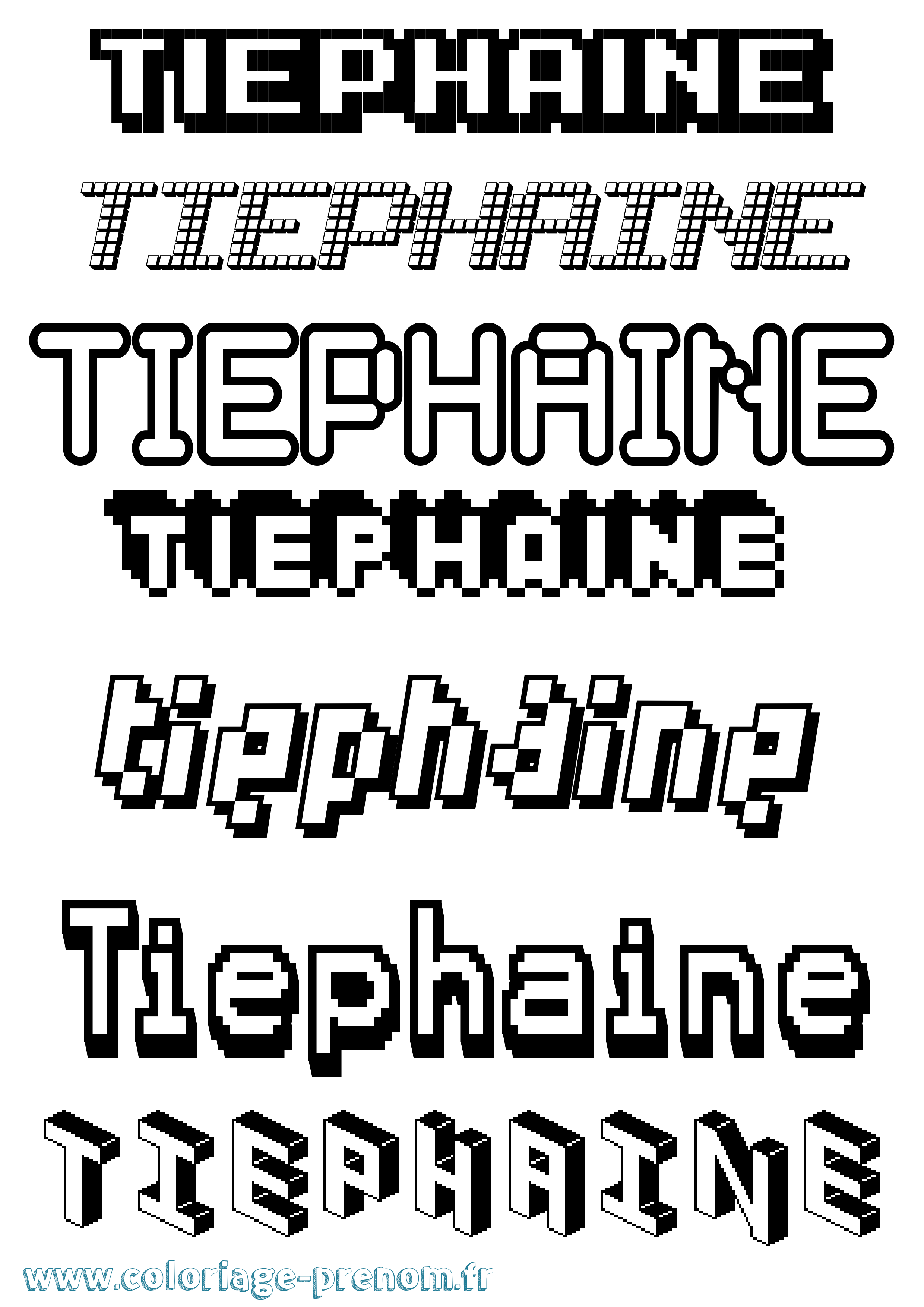 Coloriage Tiephaine Pixel Coloriage prénom Tiephaine Pixel