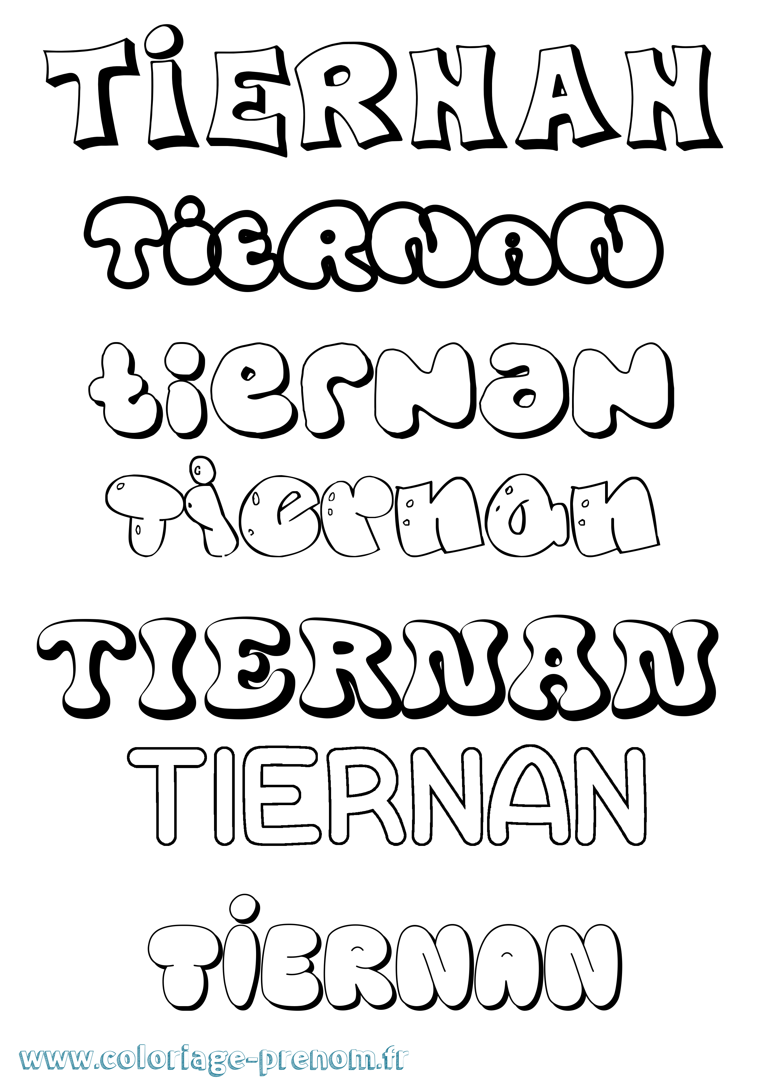 Coloriage Tiernan Bubble Coloriage prénom Tiernan Bubble