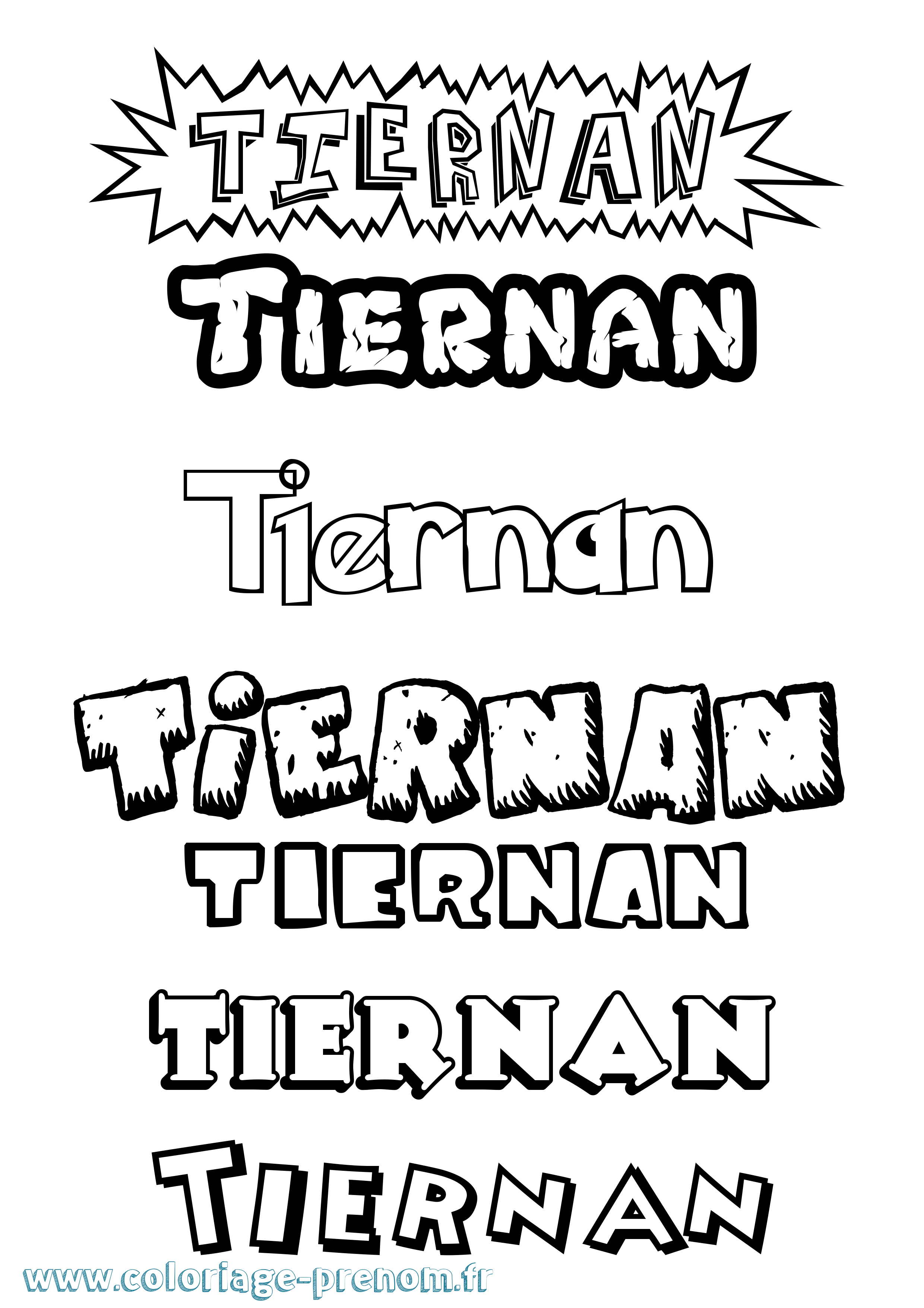 Coloriage Tiernan Dessin Animé Coloriage prénom Tiernan Dessin Animé