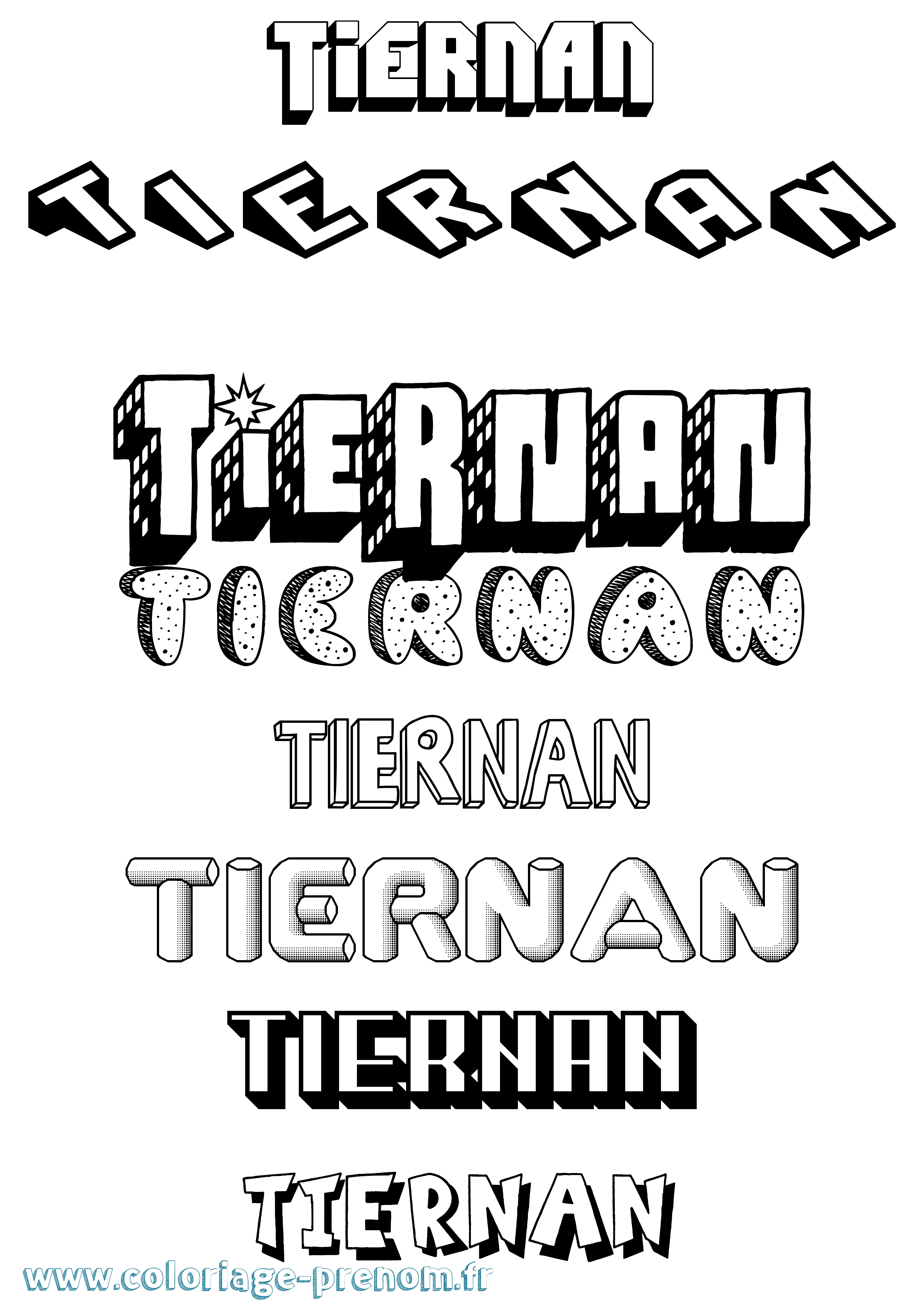 Coloriage Tiernan Effet 3D Coloriage prénom Tiernan Effet 3D