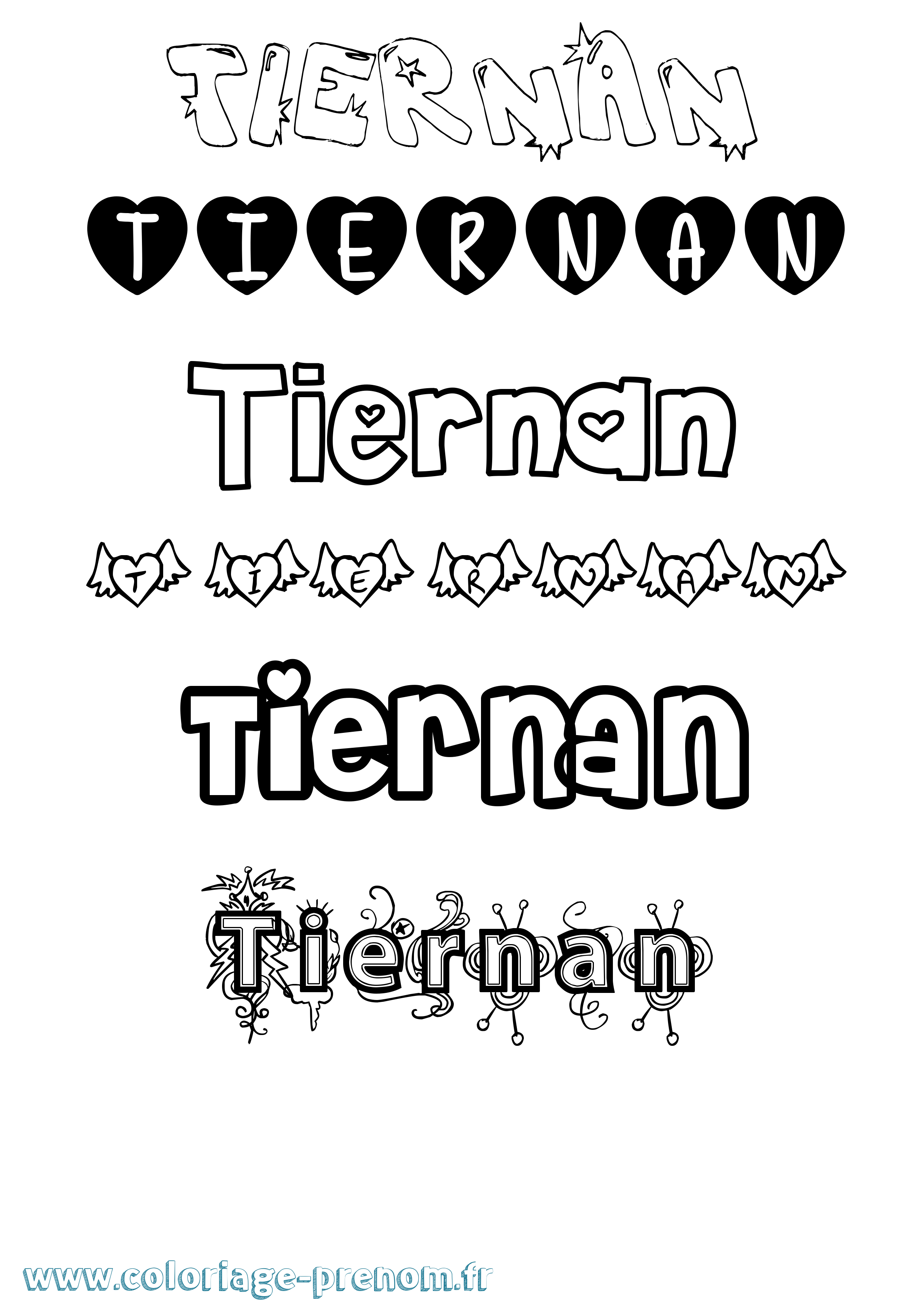 Coloriage Tiernan Girly Coloriage prénom Tiernan Girly