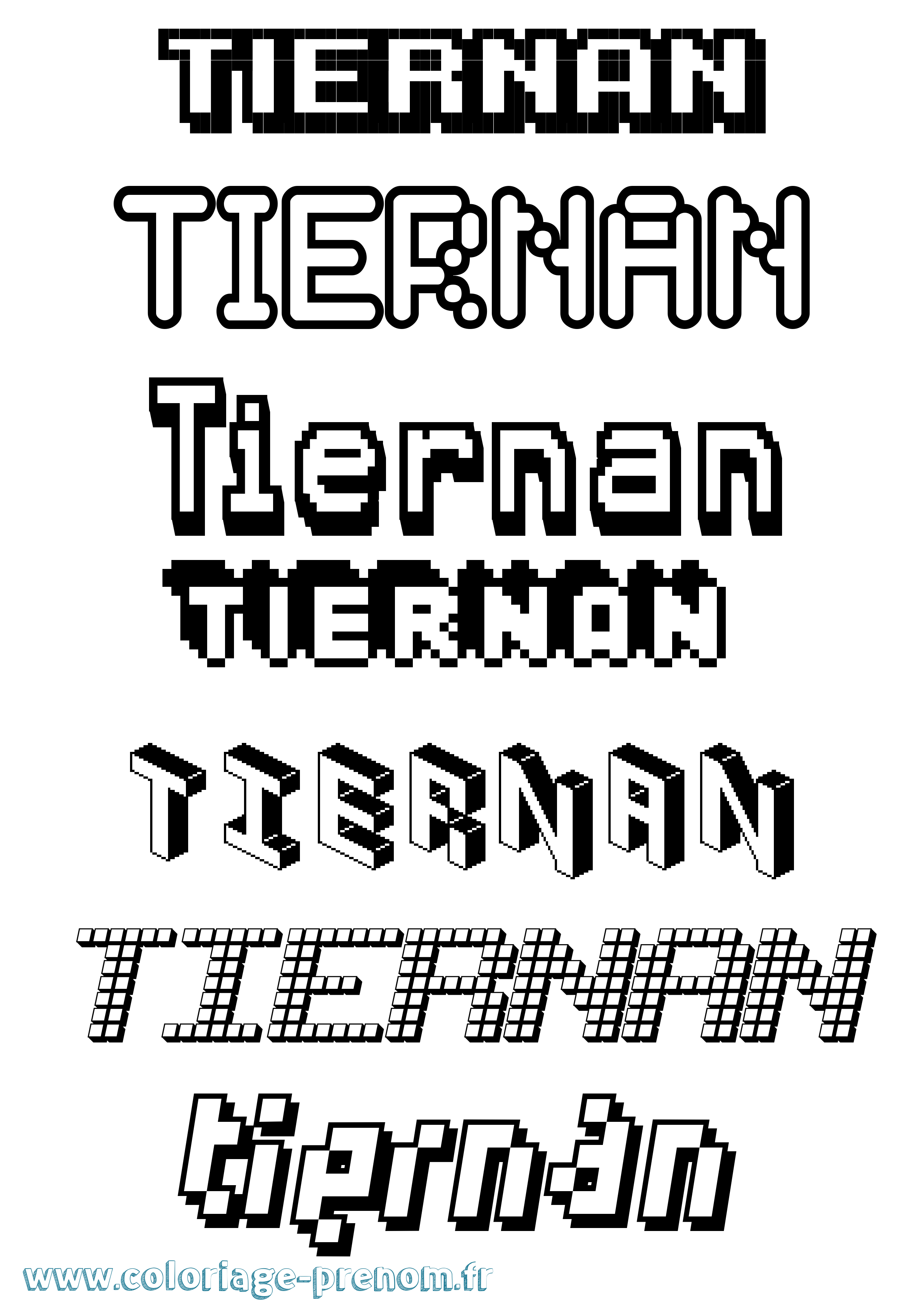 Coloriage Tiernan Pixel Coloriage prénom Tiernan Pixel