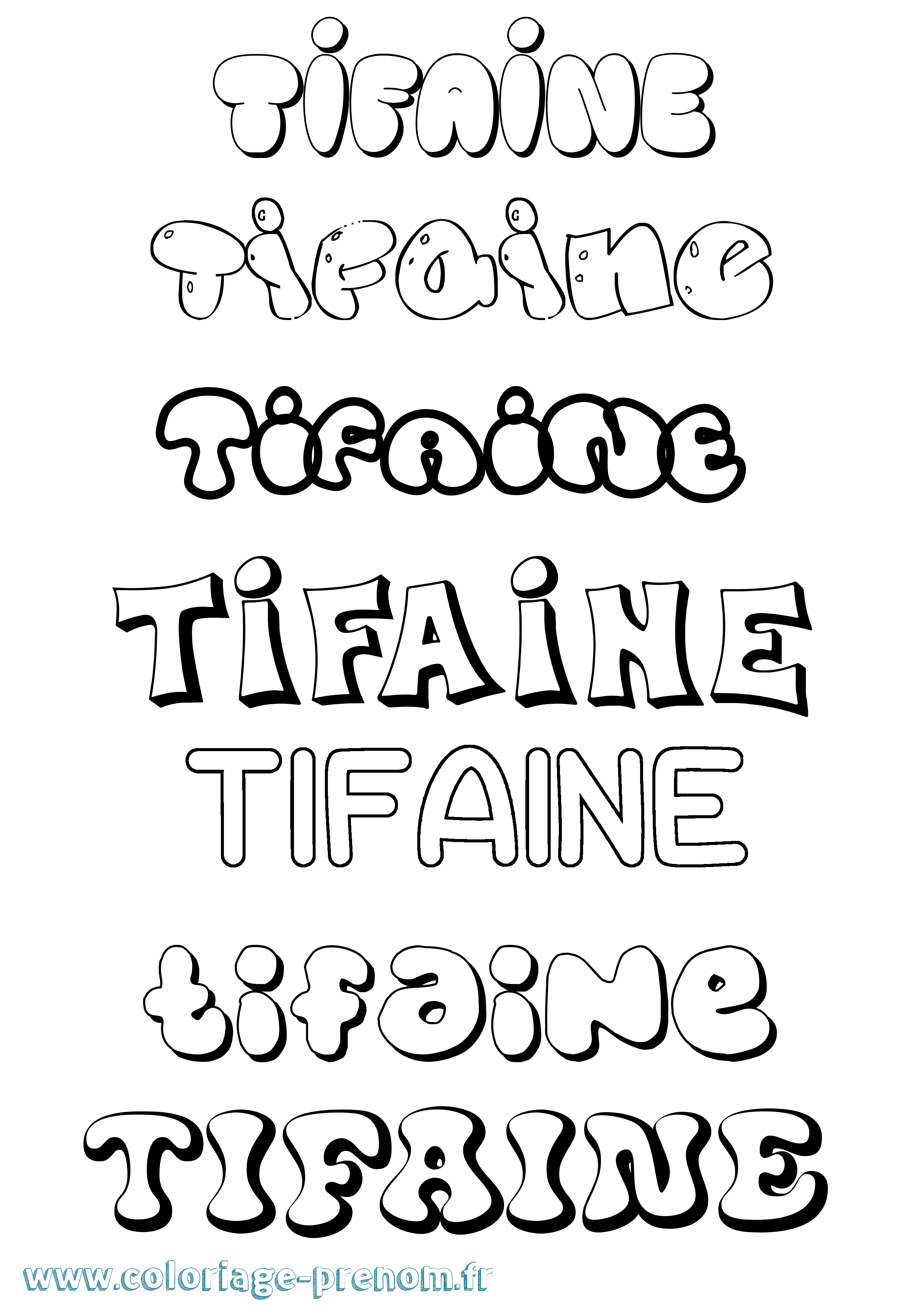 Coloriage Tifaine Bubble Coloriage prénom Tifaine Bubble