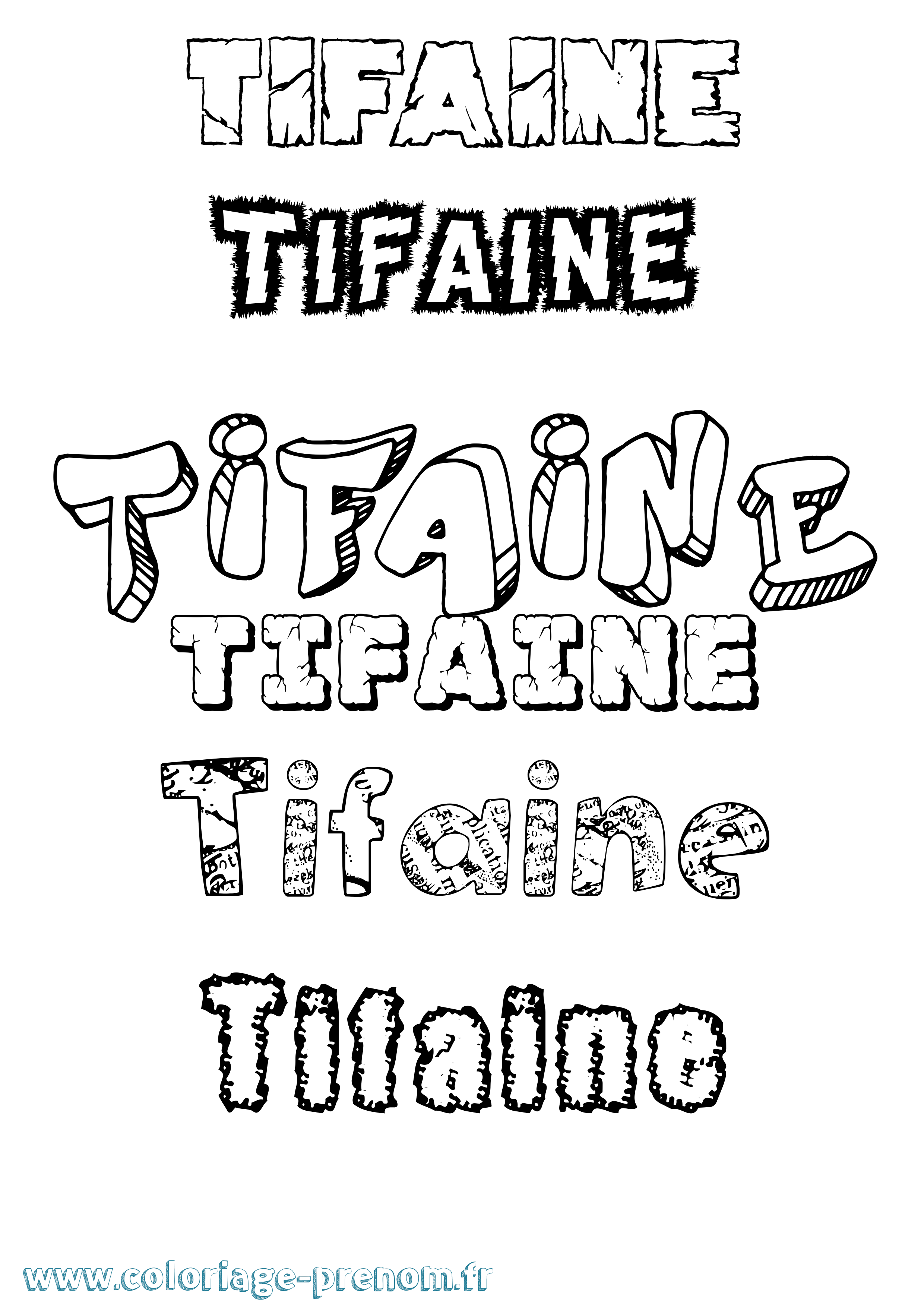 Coloriage Tifaine Destructuré Coloriage prénom Tifaine Destructuré