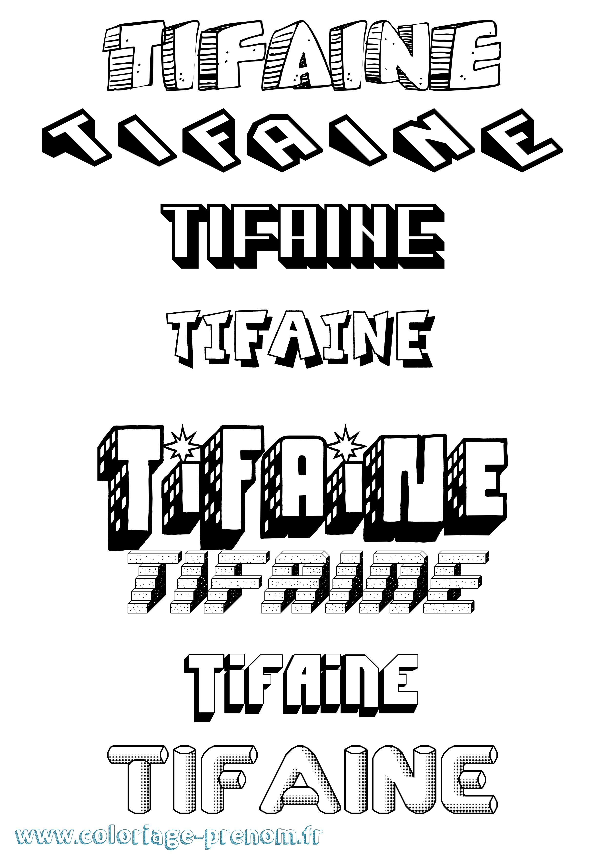 Coloriage Tifaine Effet 3D Coloriage prénom Tifaine Effet 3D