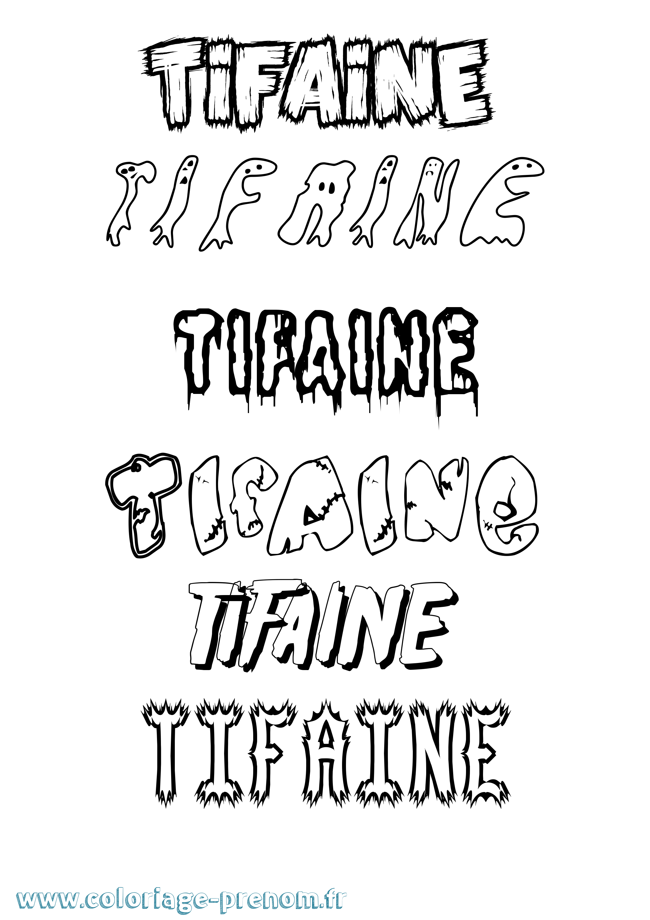 Coloriage Tifaine Frisson Coloriage prénom Tifaine Frisson