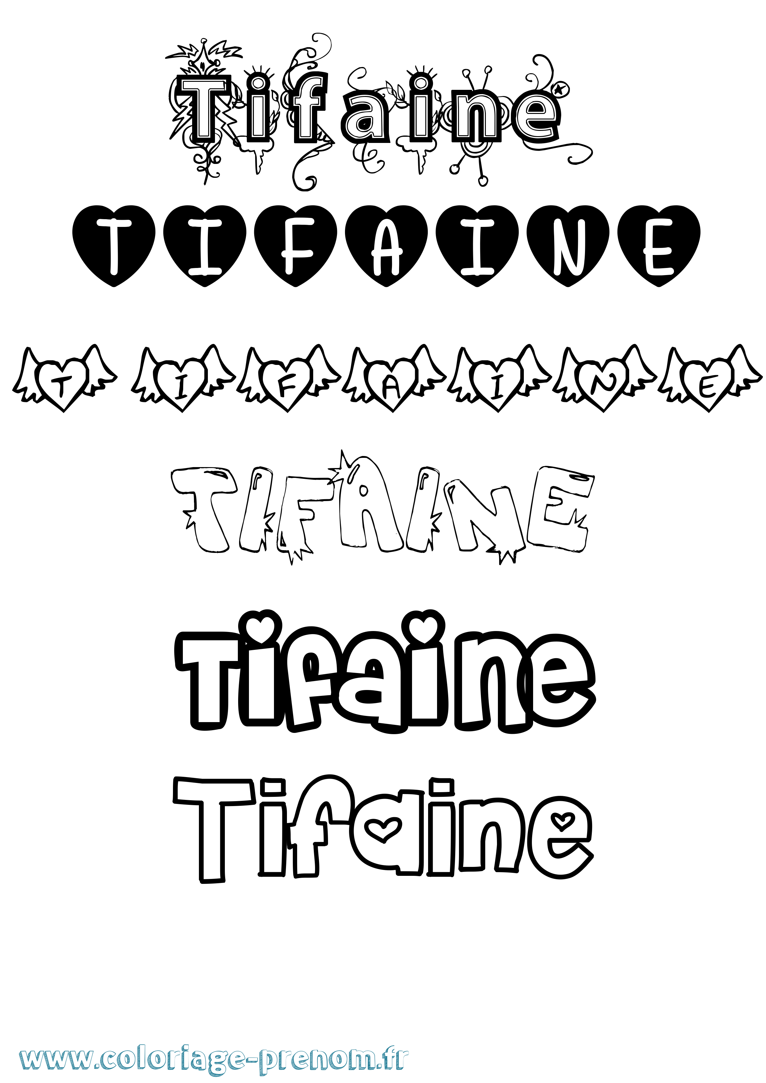 Coloriage Tifaine Girly Coloriage prénom Tifaine Girly