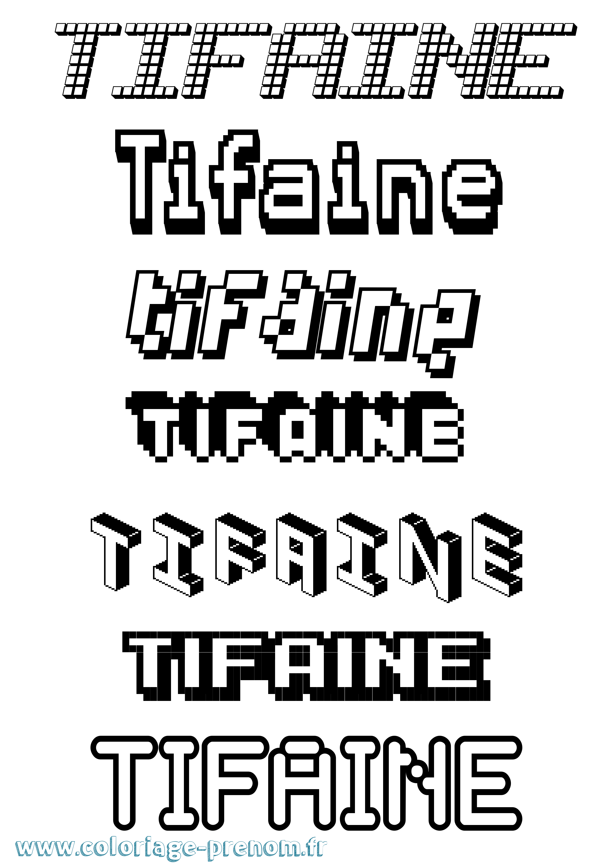 Coloriage Tifaine Pixel Coloriage prénom Tifaine Pixel