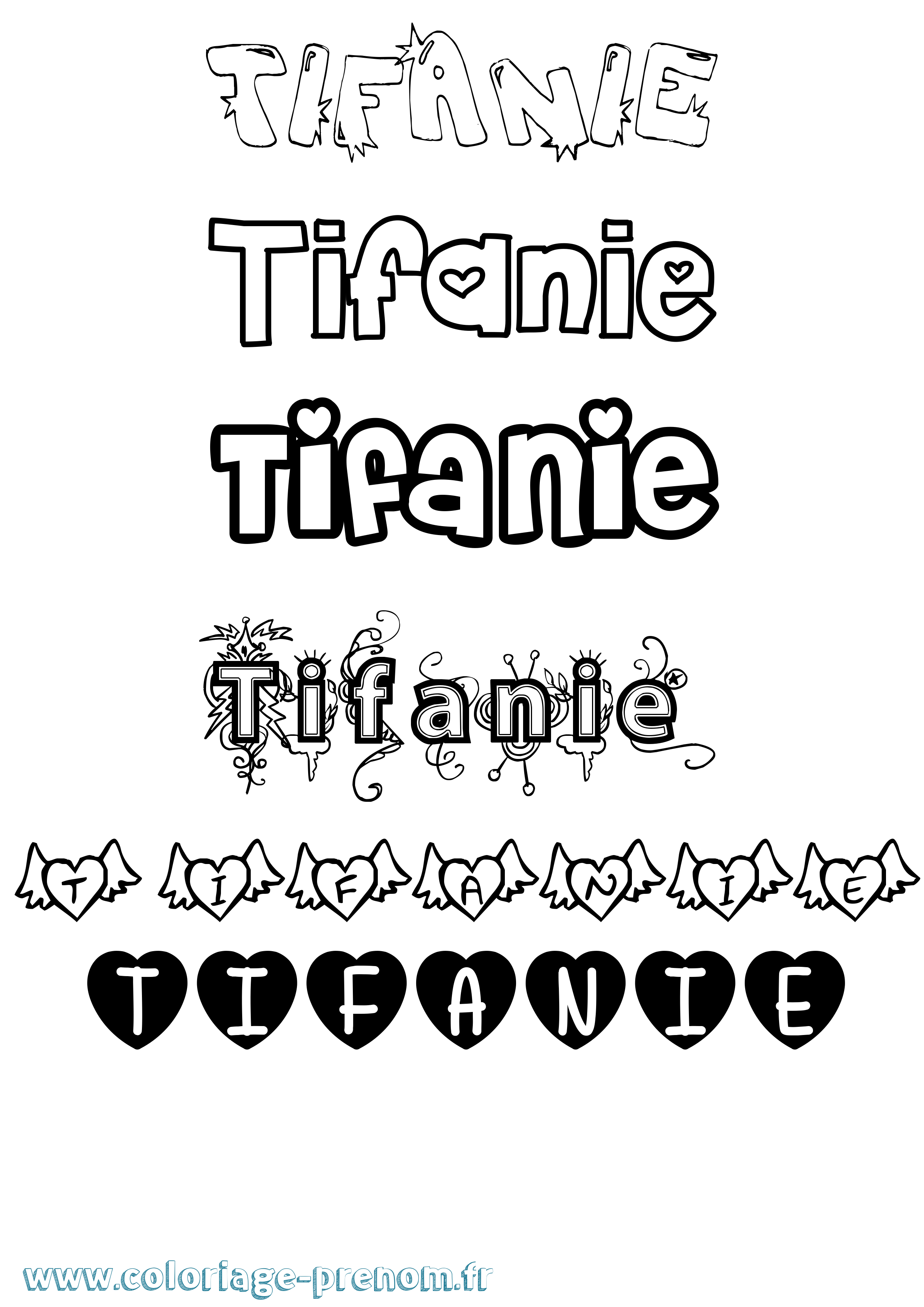 Coloriage Tifanie Girly Coloriage prénom Tifanie Girly