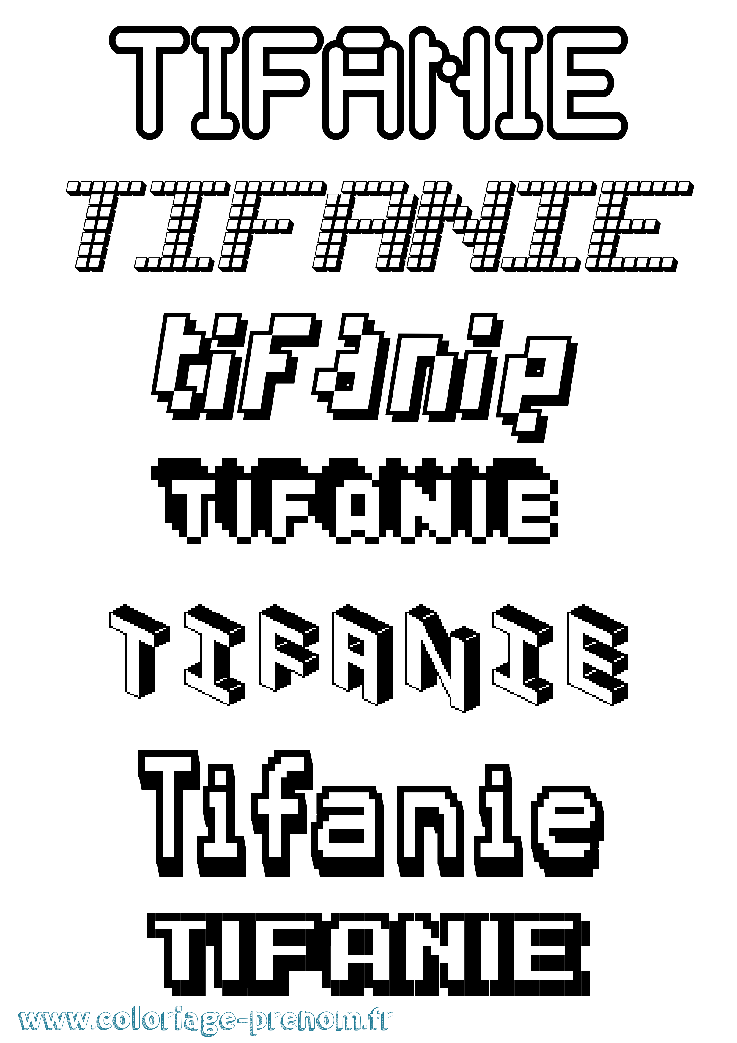 Coloriage Tifanie Pixel Coloriage prénom Tifanie Pixel