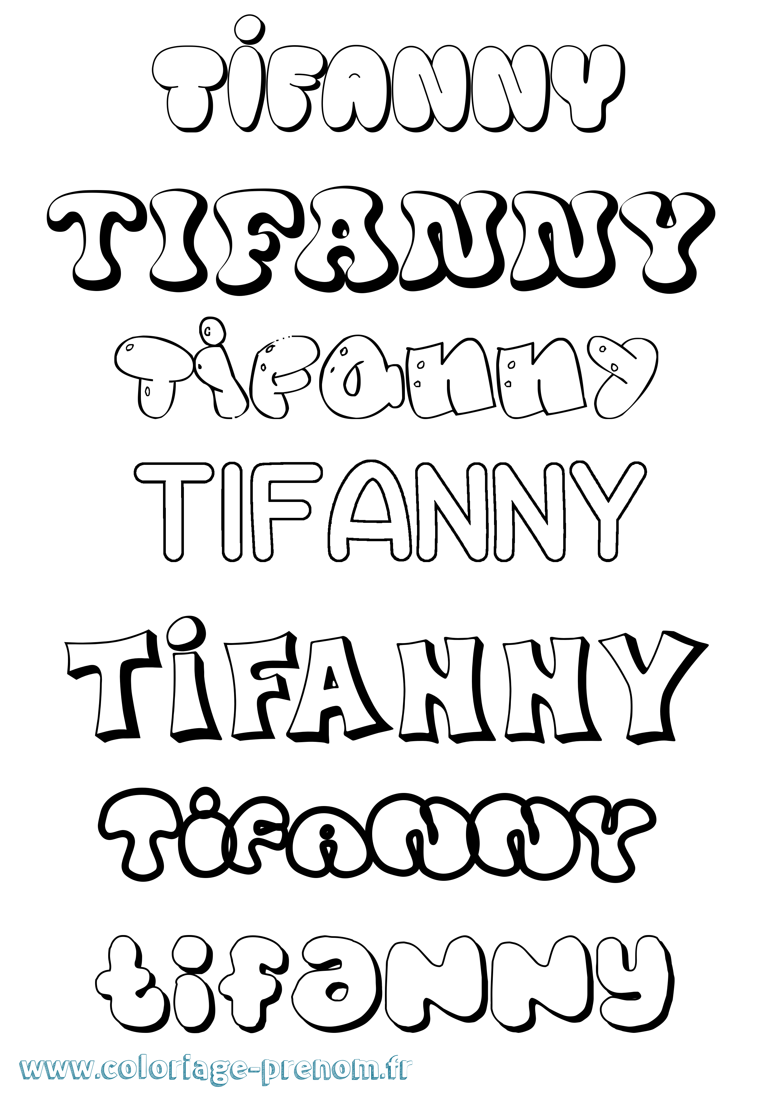 Coloriage Tifanny Bubble Coloriage prénom Tifanny Bubble