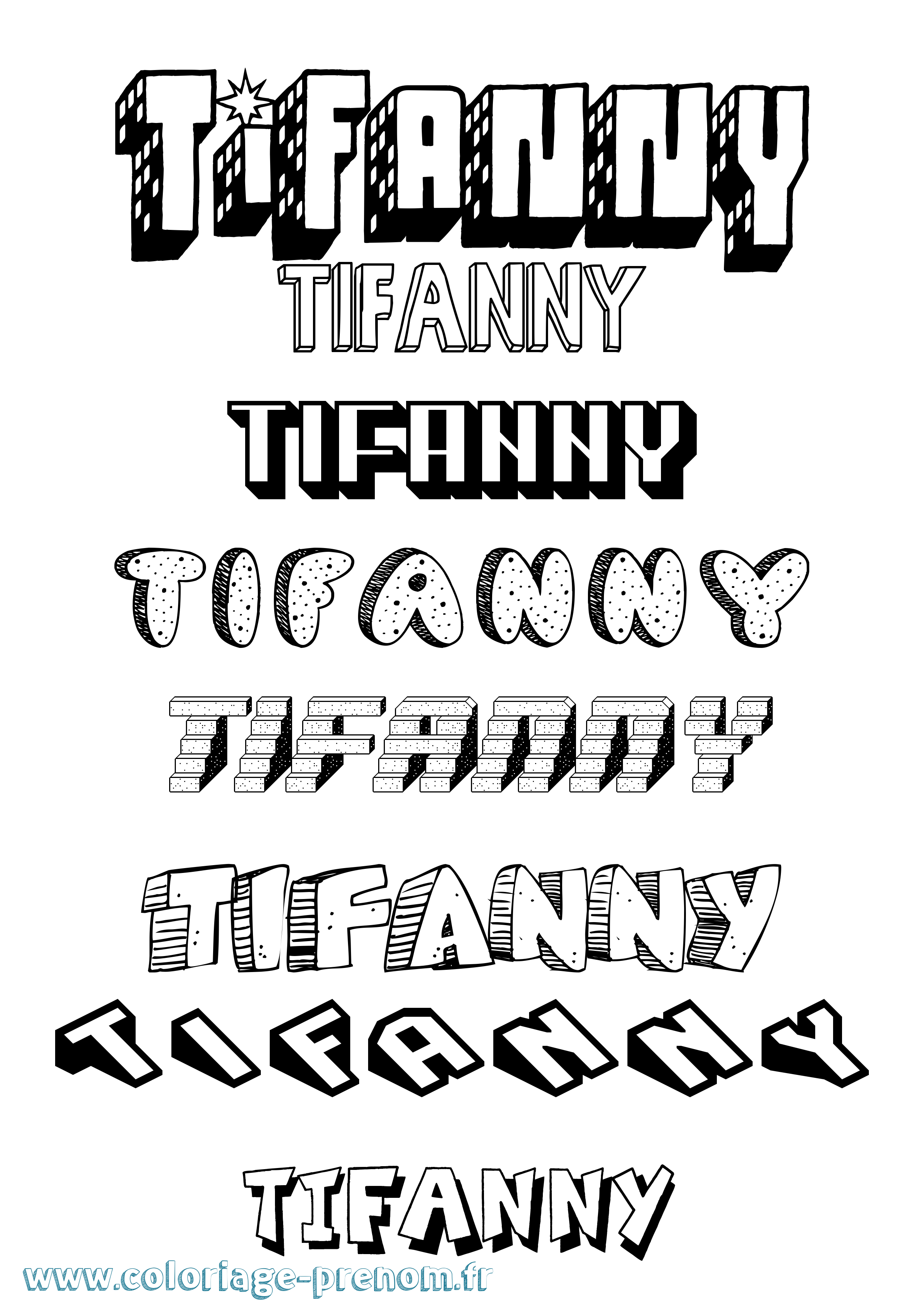 Coloriage Tifanny Effet 3D Coloriage prénom Tifanny Effet 3D