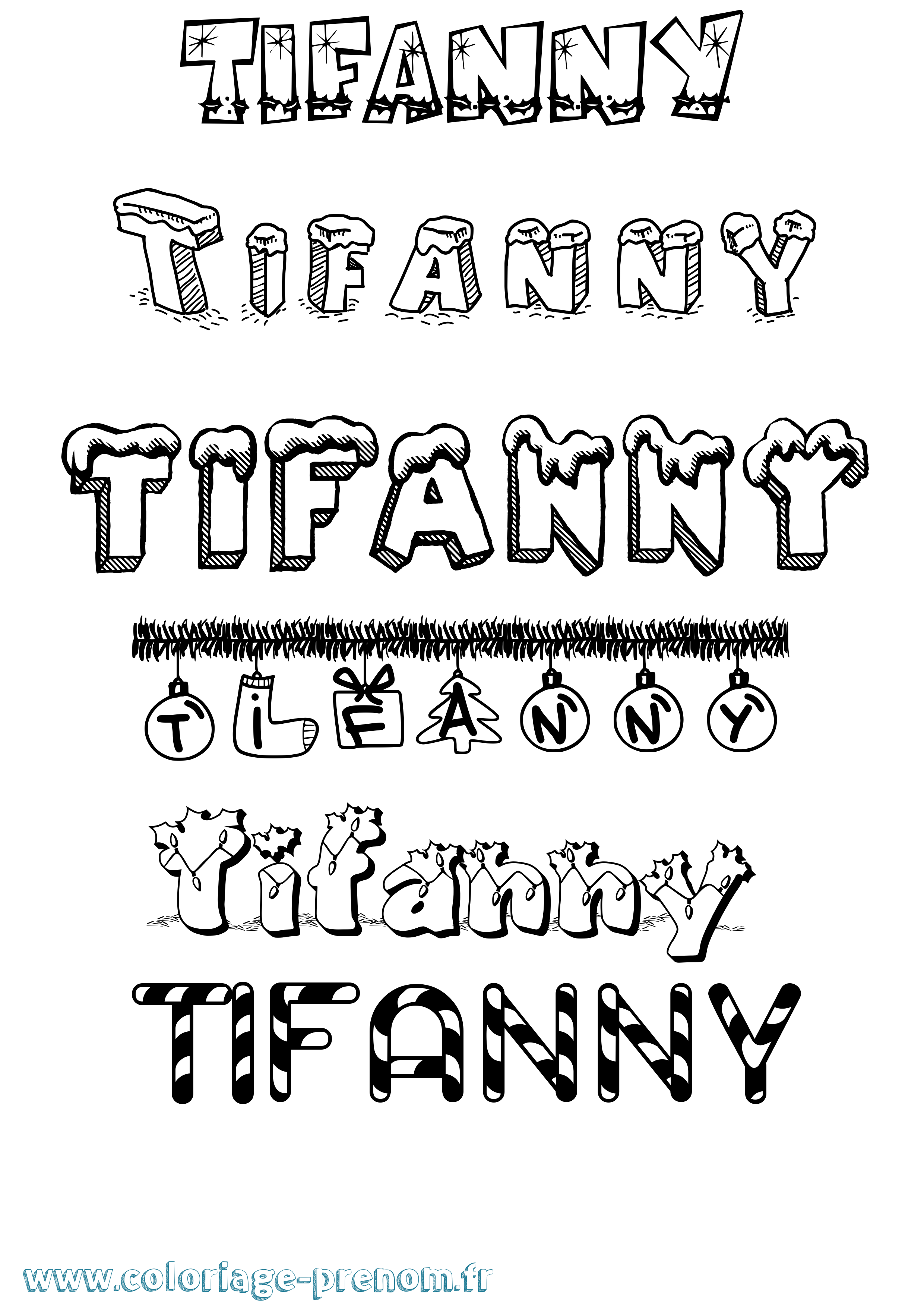 Coloriage Tifanny Noël Coloriage prénom Tifanny Noël