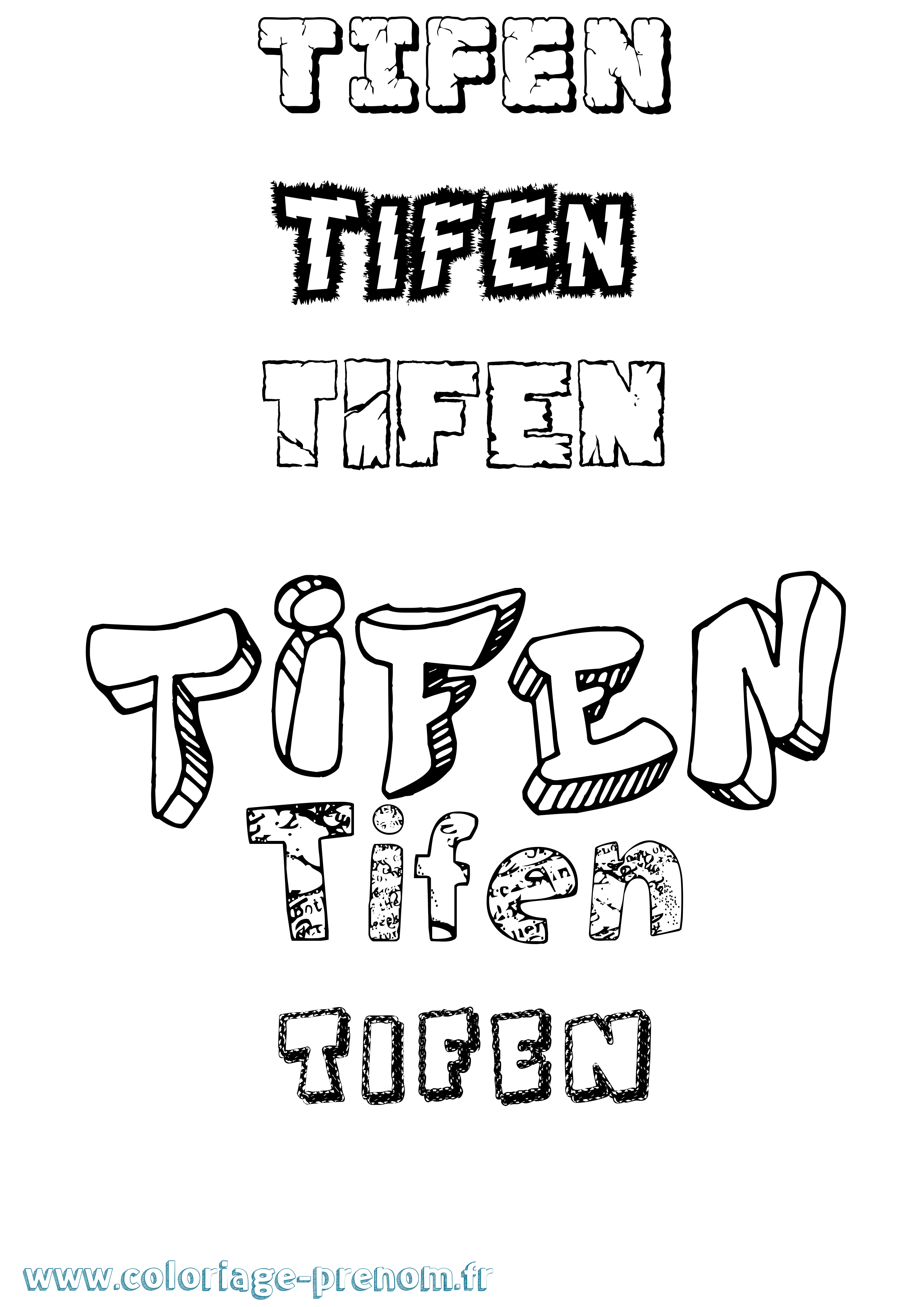 Coloriage Tifen Destructuré Coloriage prénom Tifen Destructuré