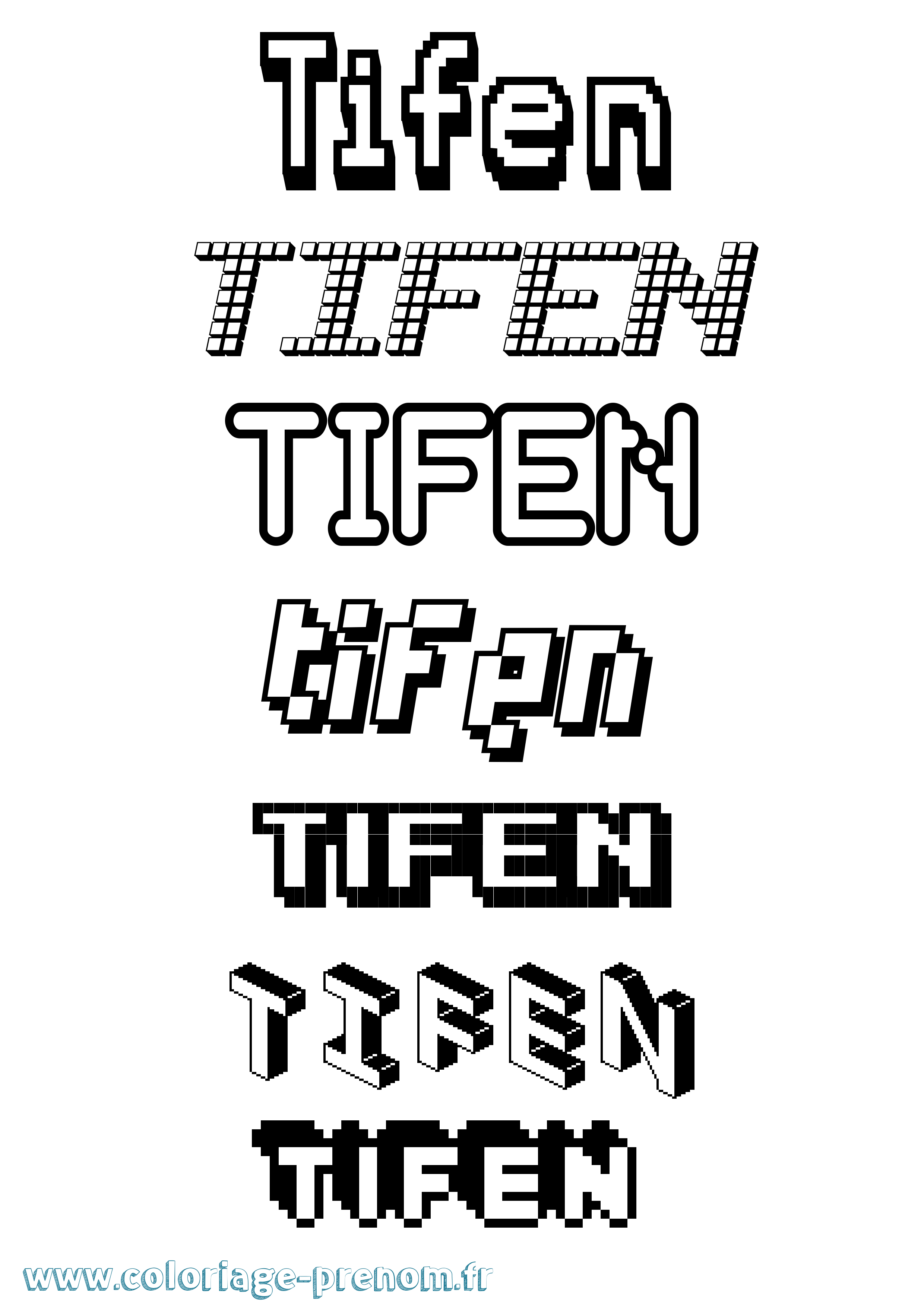 Coloriage Tifen Pixel Coloriage prénom Tifen Pixel