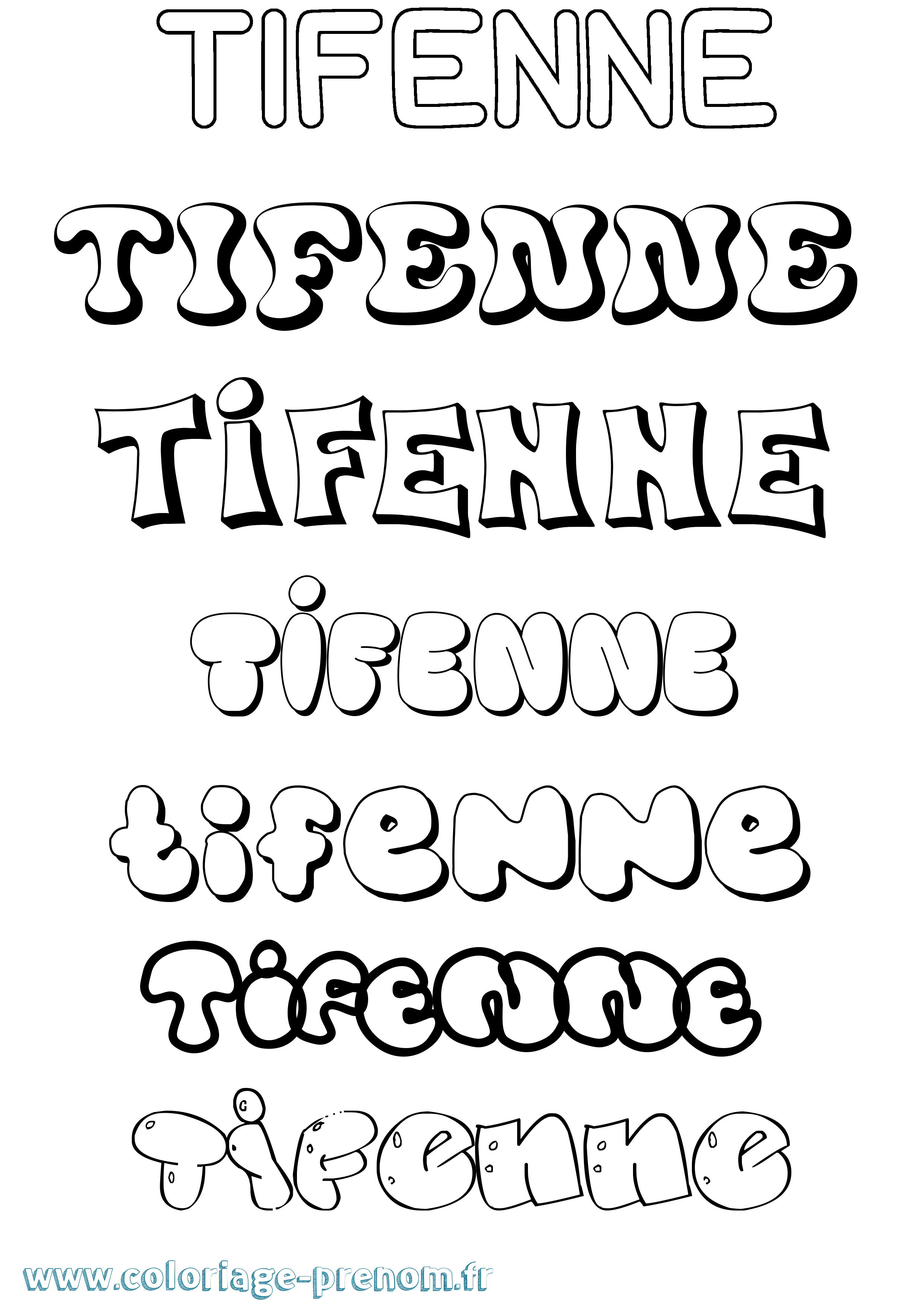 Coloriage Tifenne Bubble Coloriage prénom Tifenne Bubble