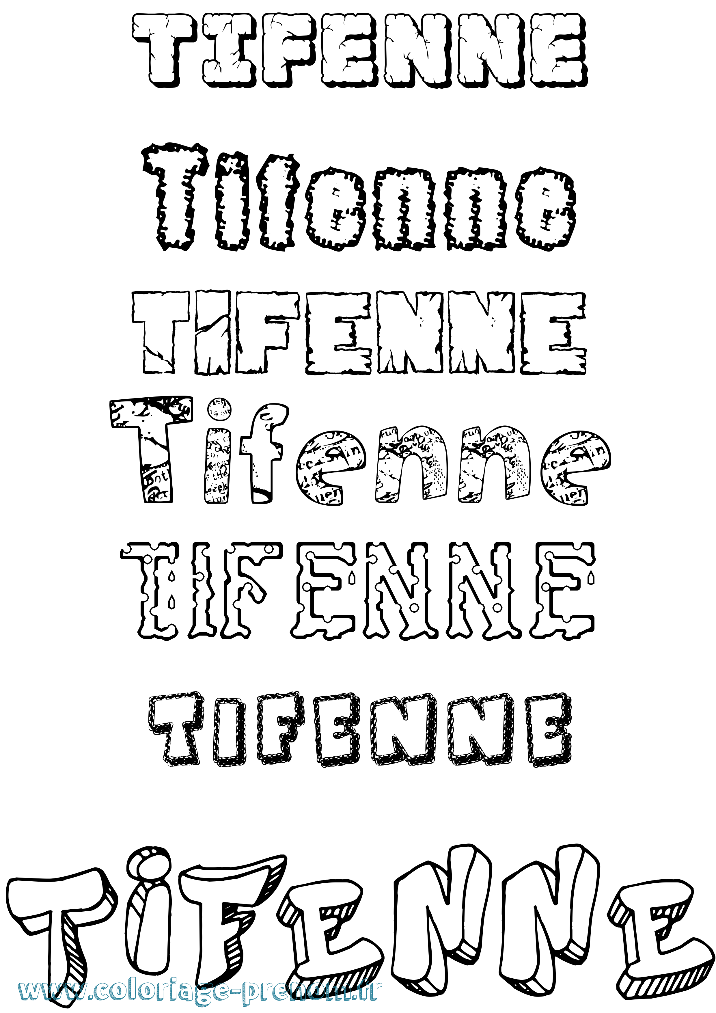 Coloriage Tifenne Destructuré Coloriage prénom Tifenne Destructuré
