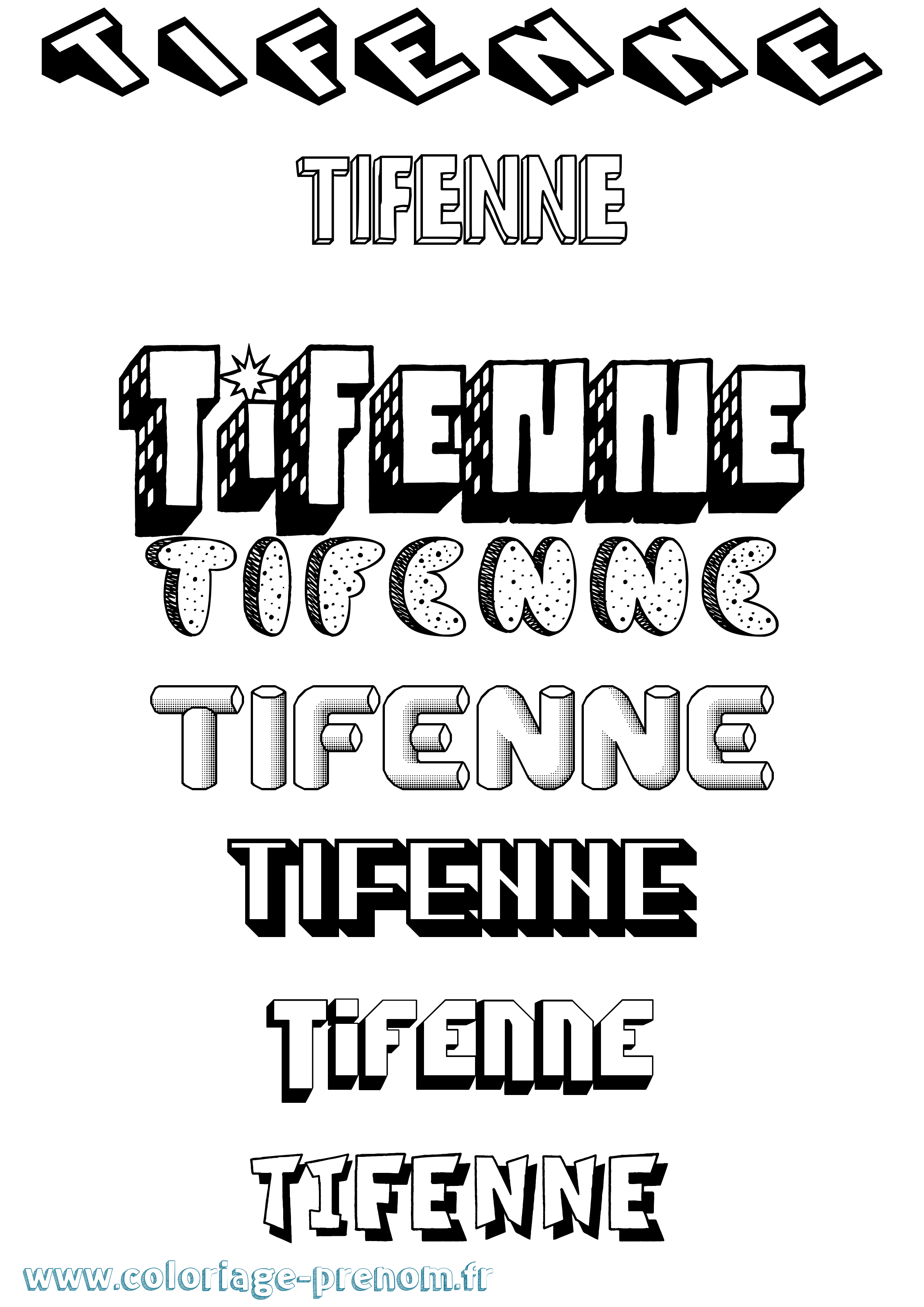 Coloriage Tifenne Effet 3D Coloriage prénom Tifenne Effet 3D
