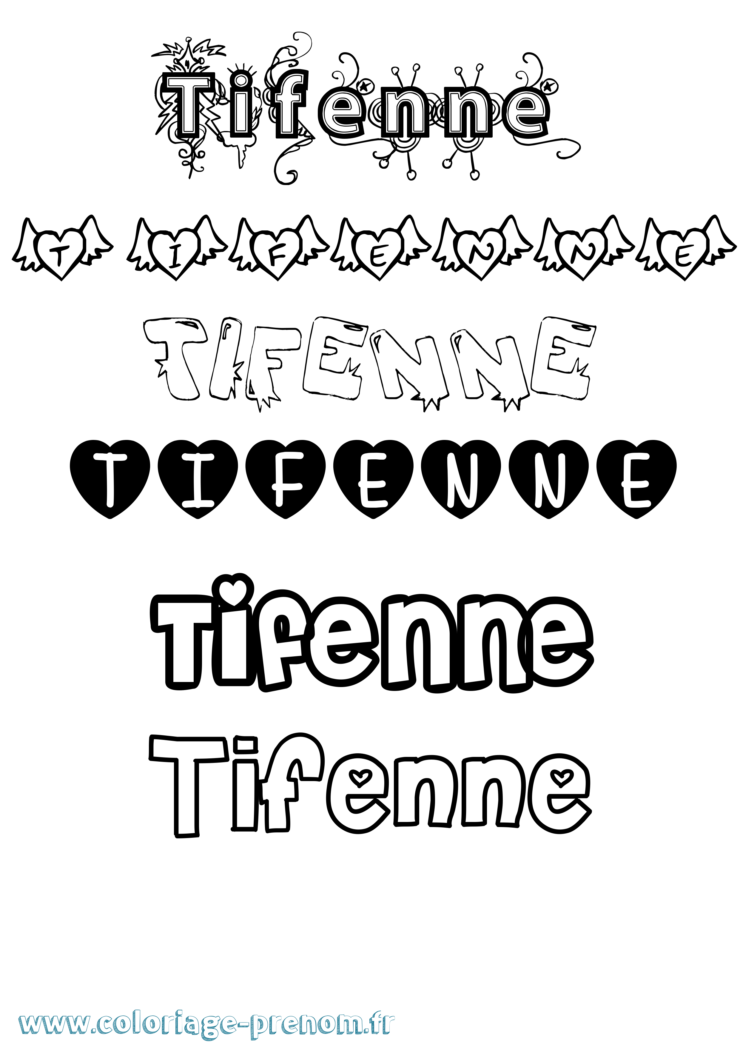 Coloriage Tifenne Girly Coloriage prénom Tifenne Girly