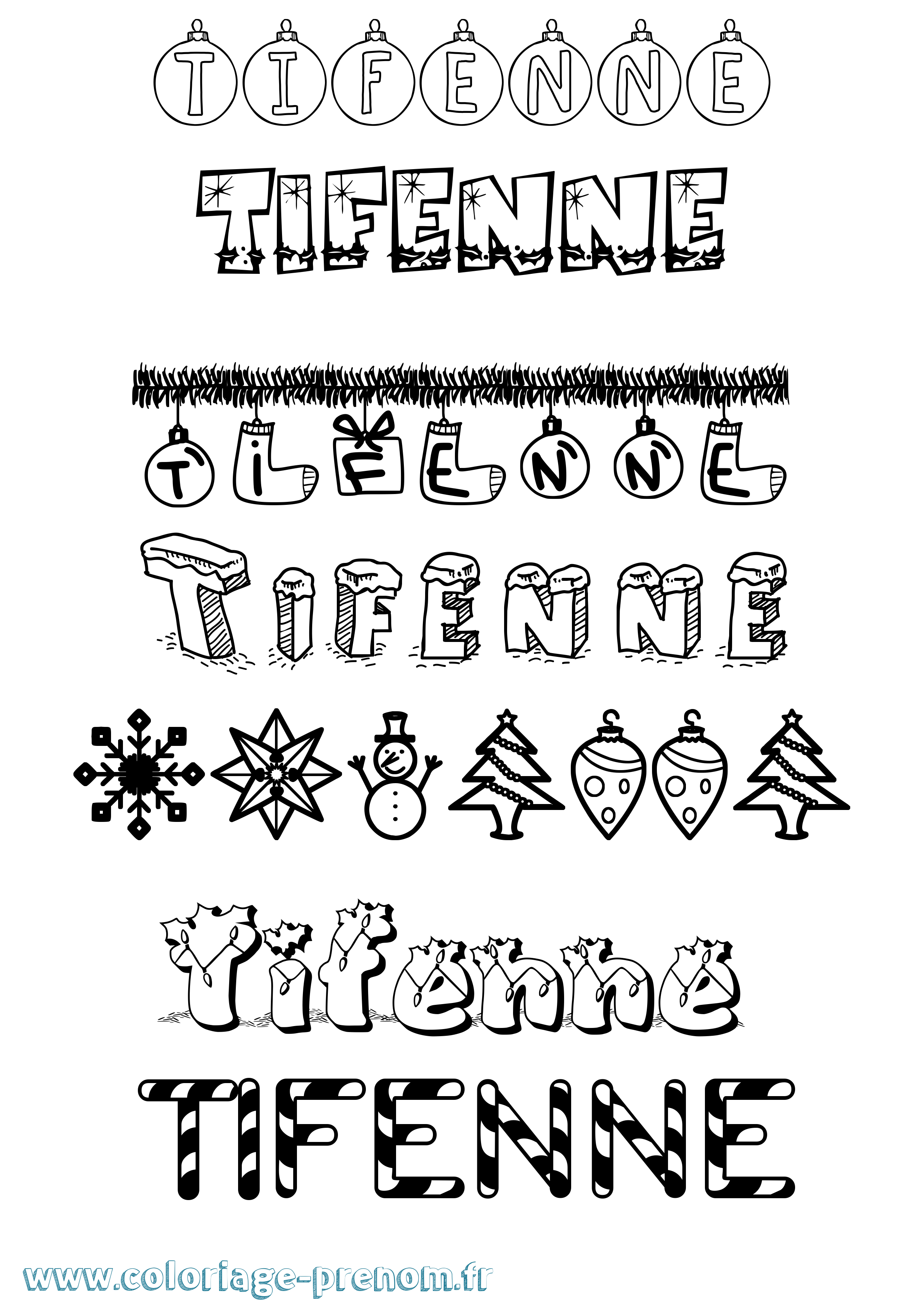 Coloriage Tifenne Noël Coloriage prénom Tifenne Noël