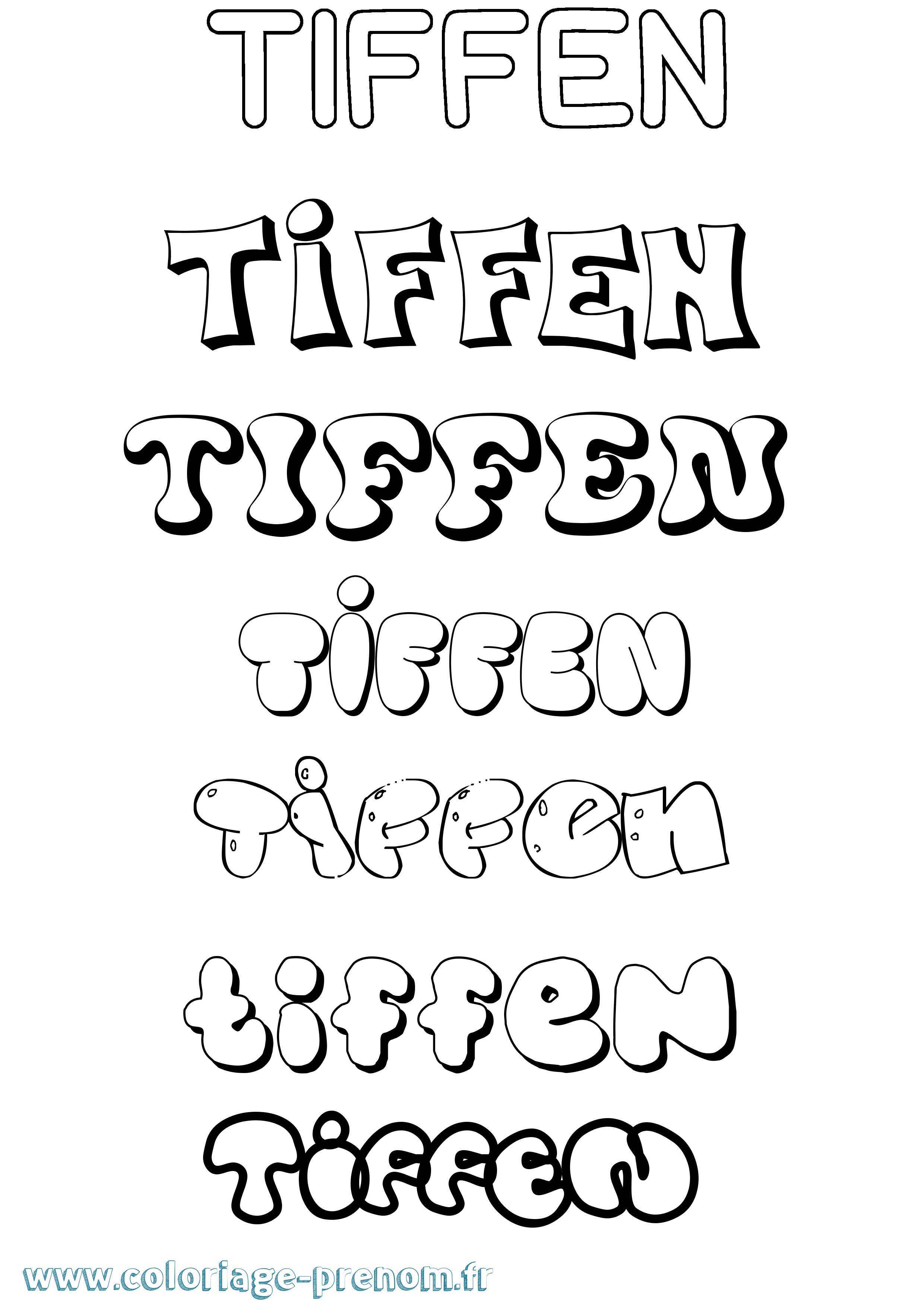 Coloriage Tiffen Bubble Coloriage prénom Tiffen Bubble