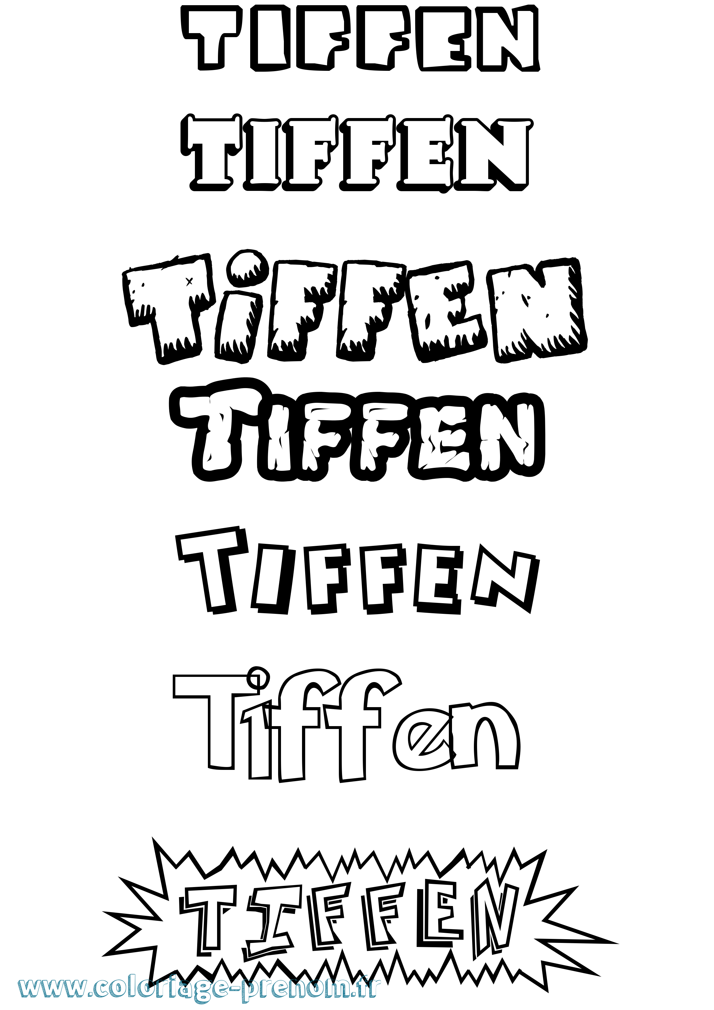 Coloriage Tiffen Dessin Animé Coloriage prénom Tiffen Dessin Animé