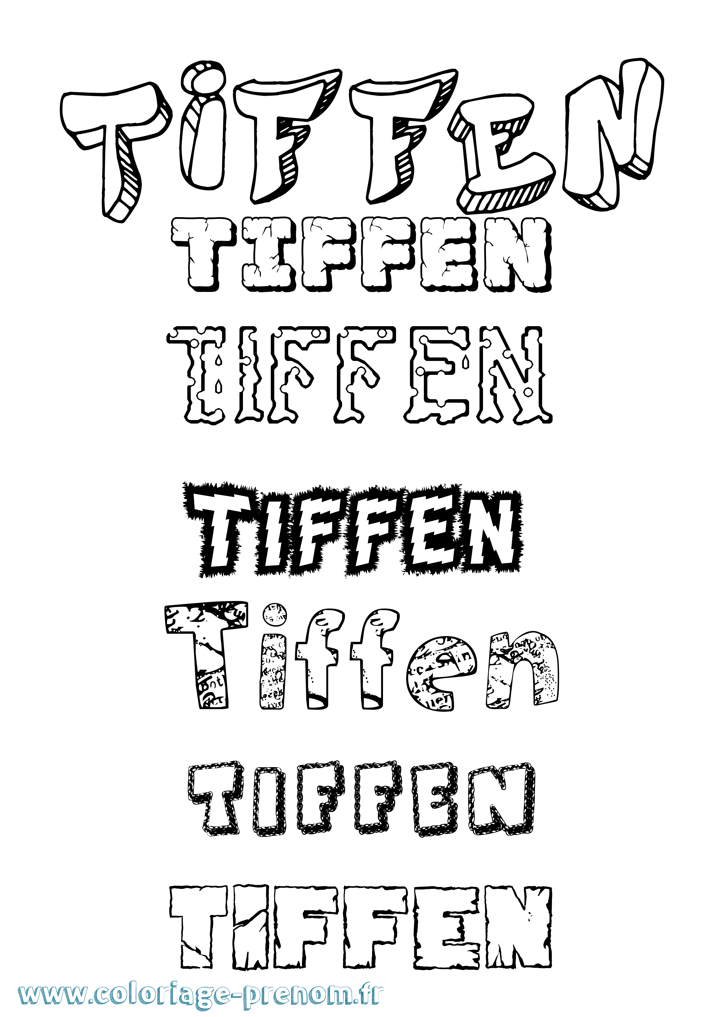 Coloriage Tiffen Destructuré Coloriage prénom Tiffen Destructuré