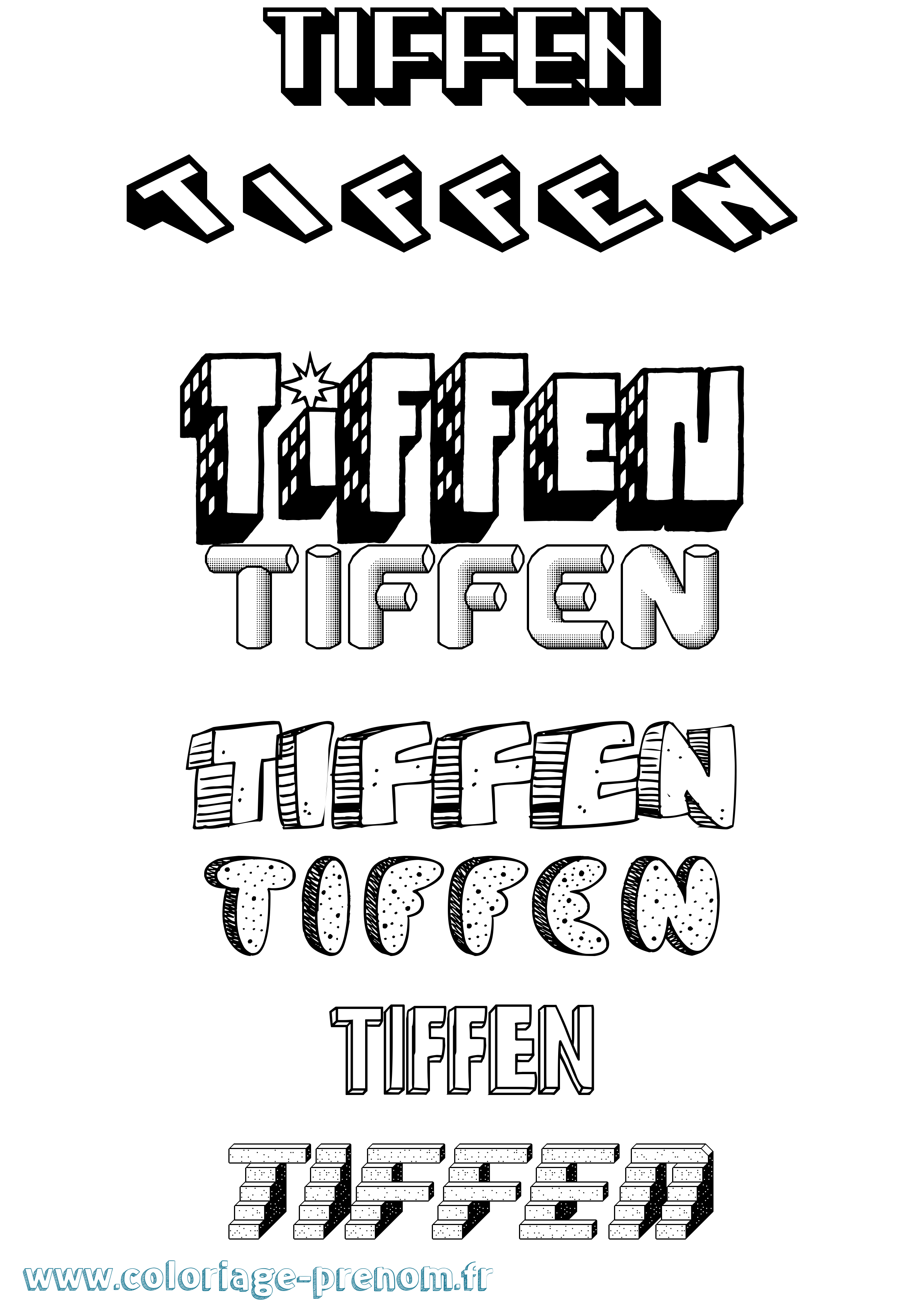 Coloriage Tiffen Effet 3D Coloriage prénom Tiffen Effet 3D