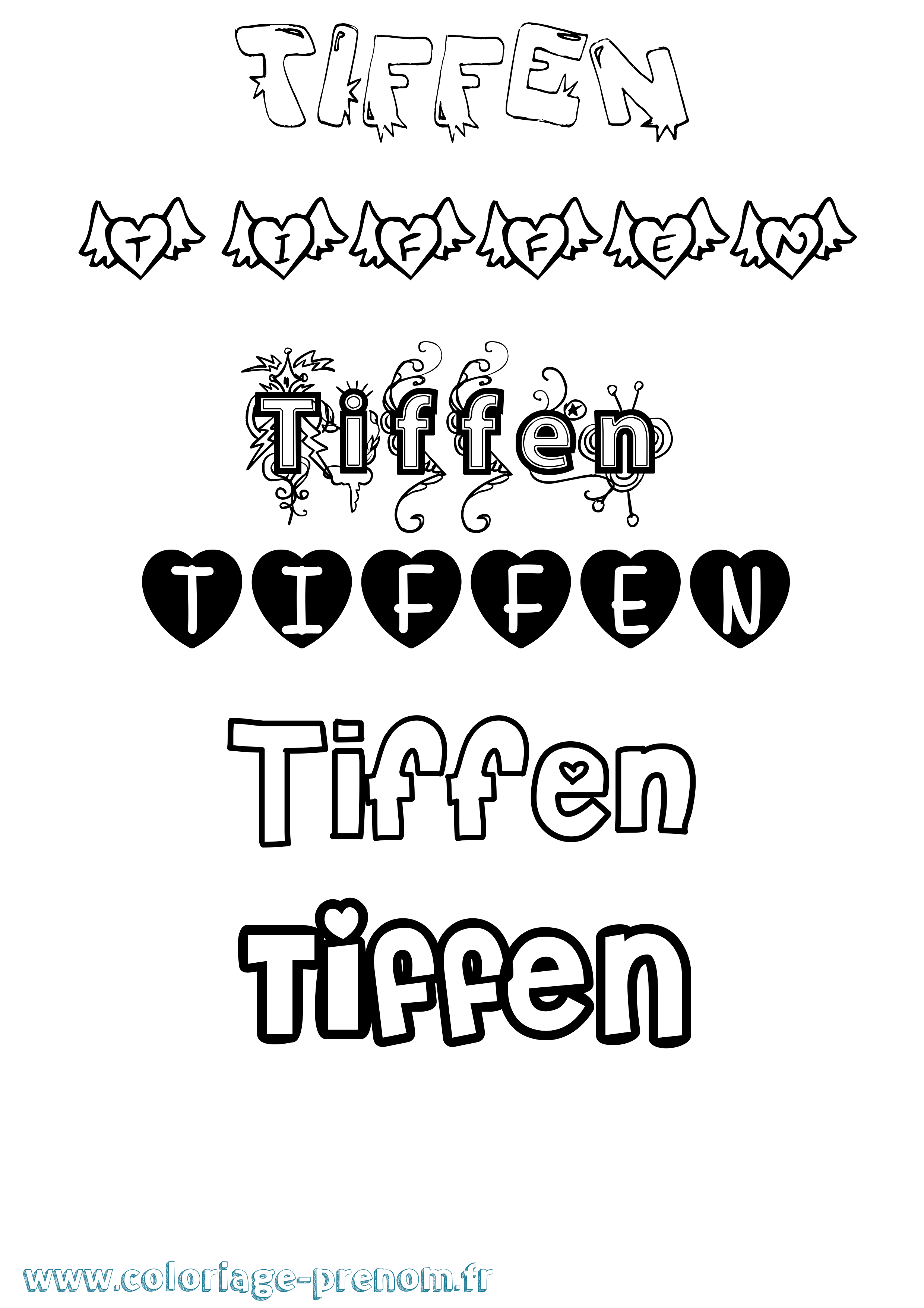 Coloriage Tiffen Girly Coloriage prénom Tiffen Girly