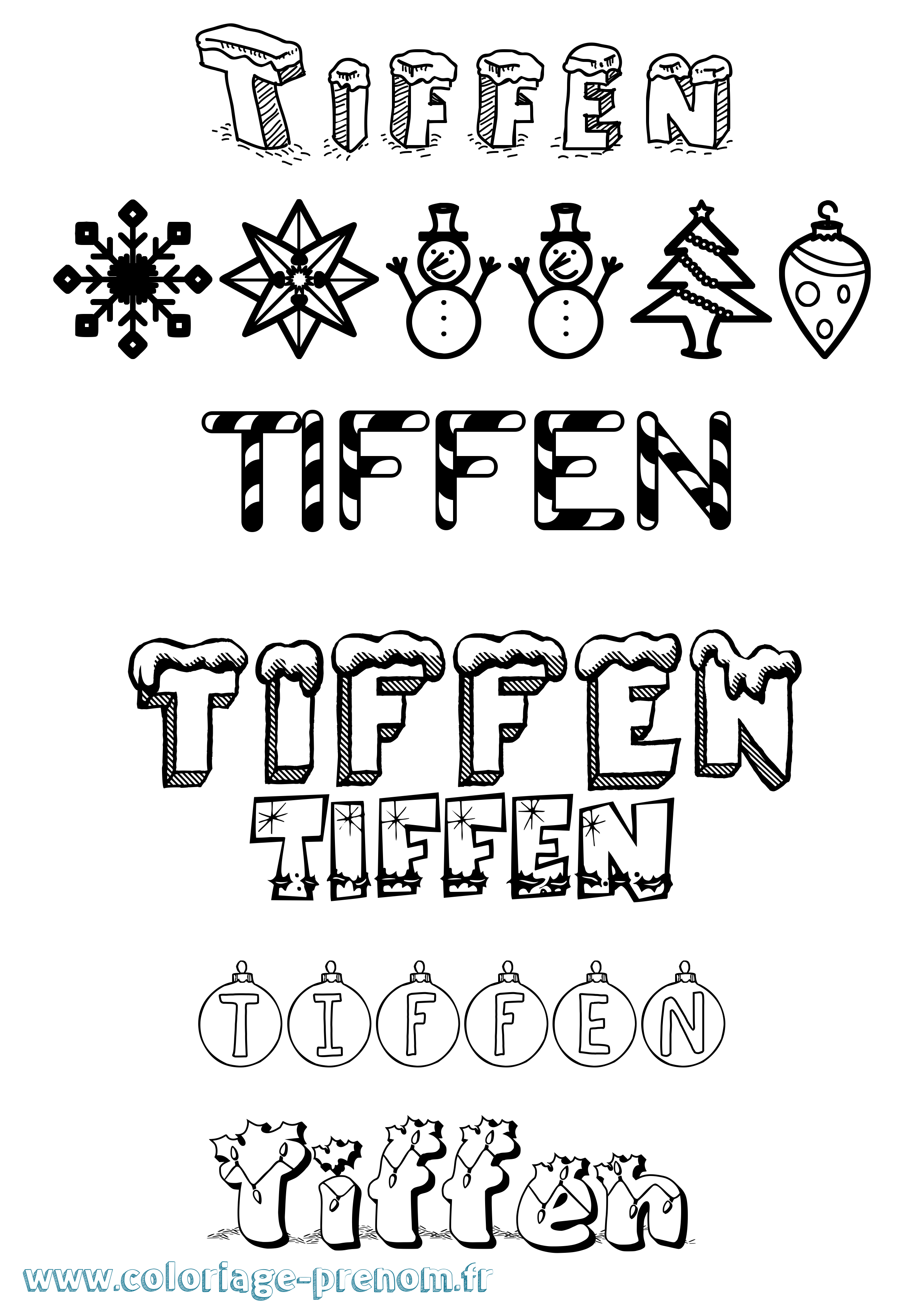 Coloriage Tiffen Noël Coloriage prénom Tiffen Noël