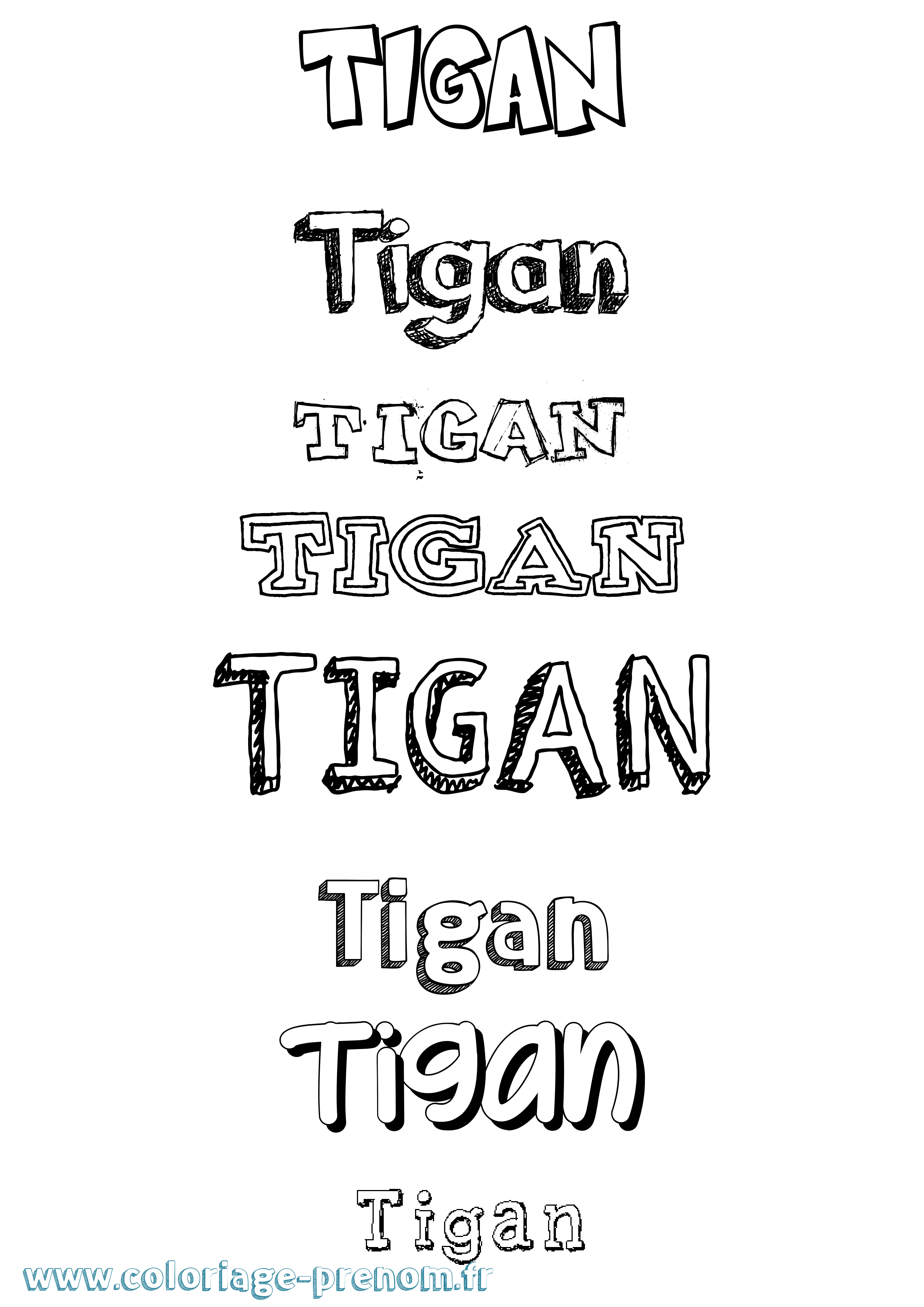Coloriage Tigan Dessiné Coloriage prénom Tigan Dessiné