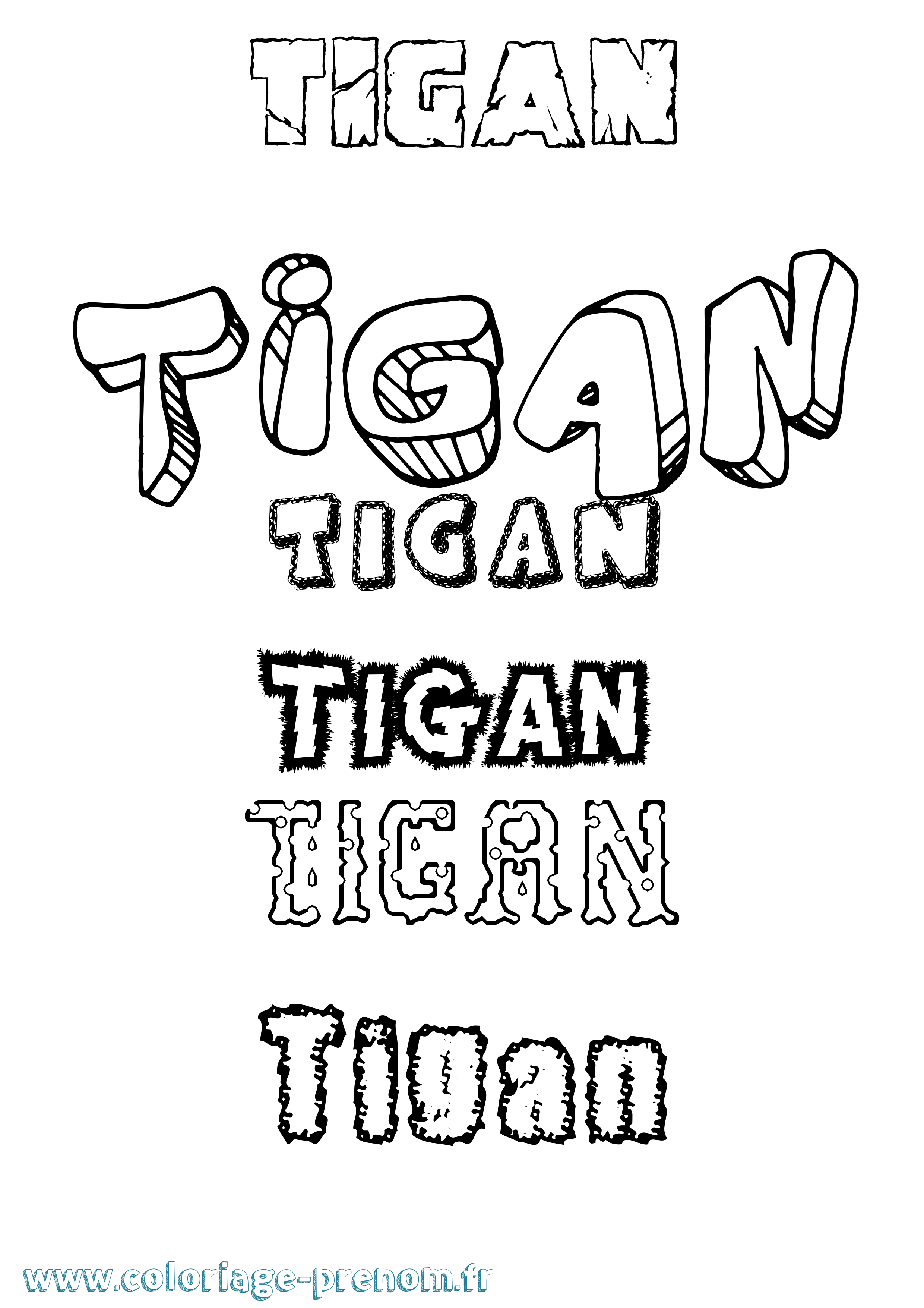 Coloriage Tigan Destructuré Coloriage prénom Tigan Destructuré