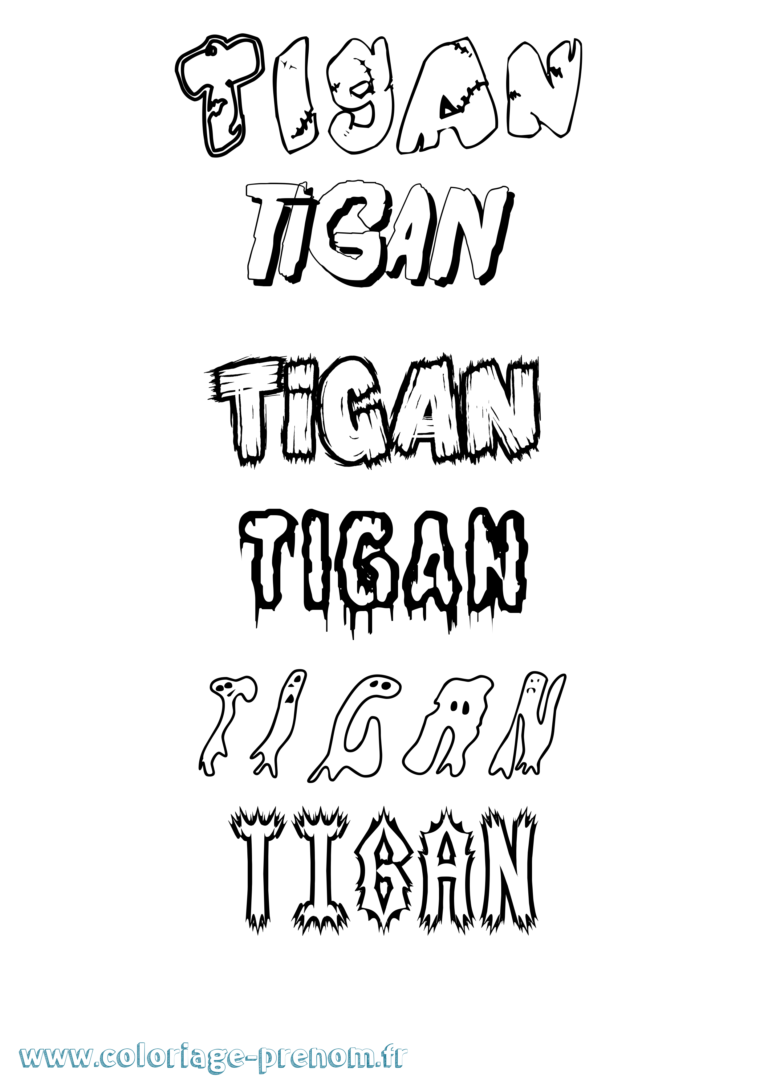 Coloriage Tigan Frisson Coloriage prénom Tigan Frisson