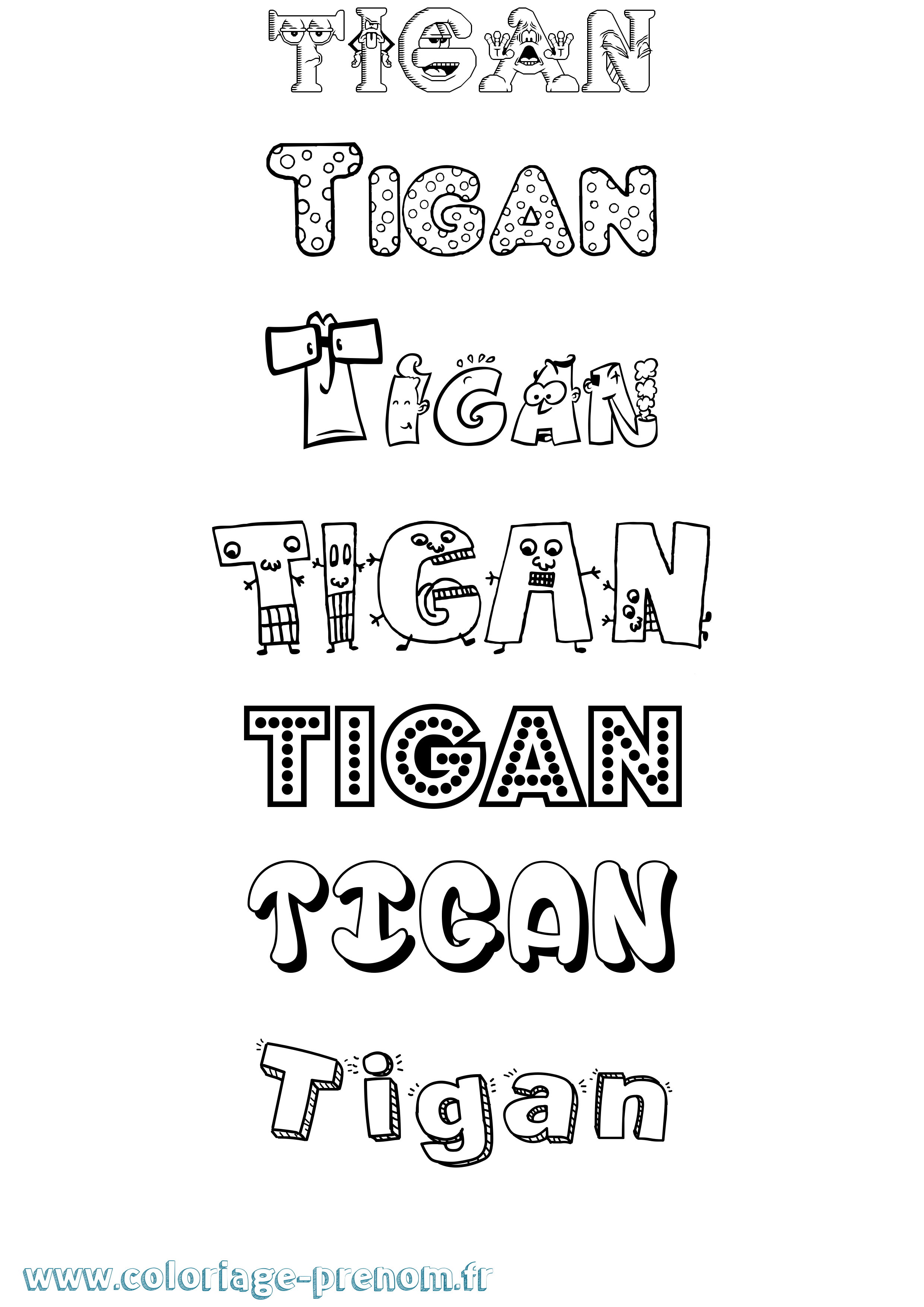 Coloriage Tigan Fun Coloriage prénom Tigan Fun