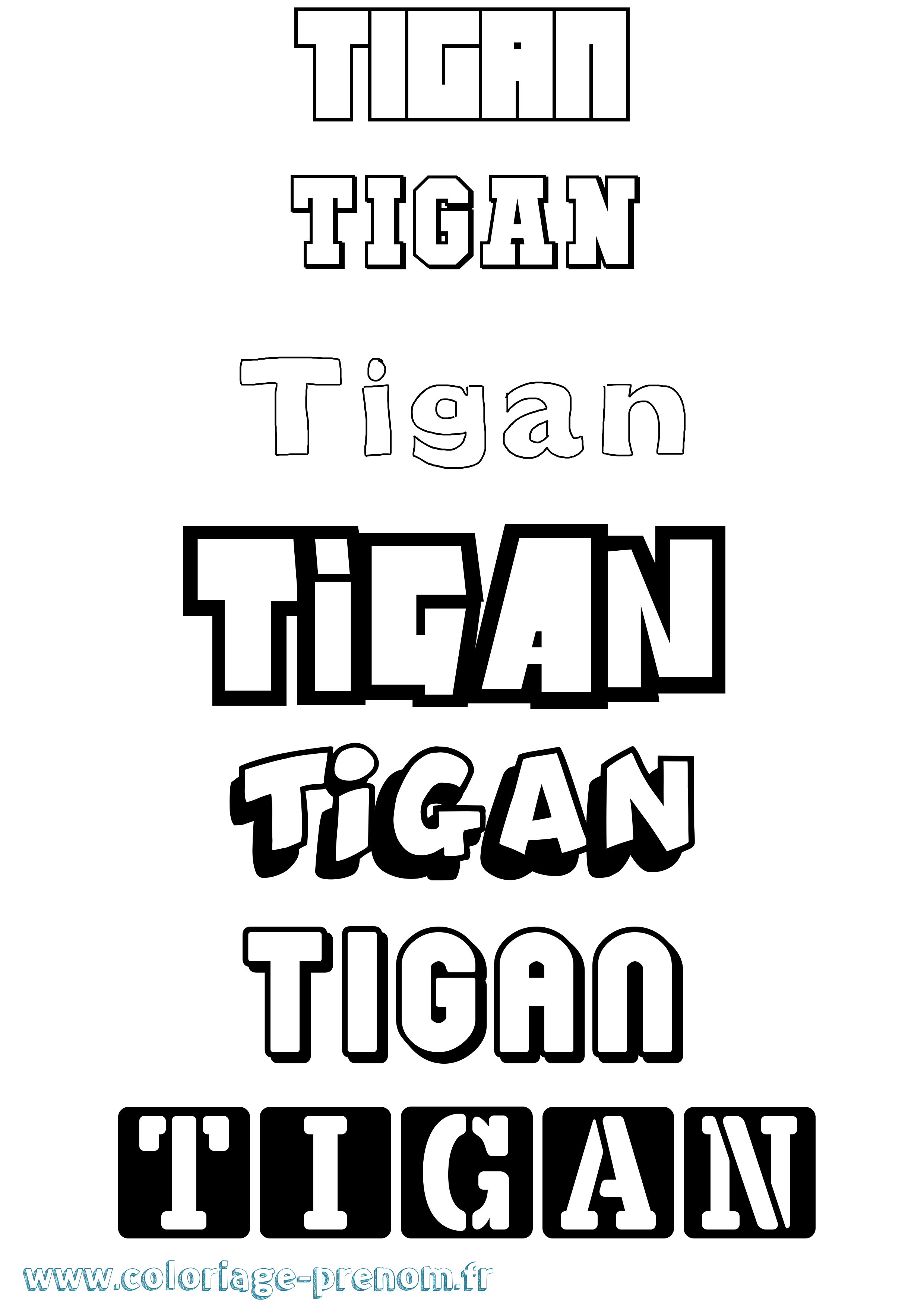 Coloriage Tigan Simple Coloriage prénom Tigan Simple