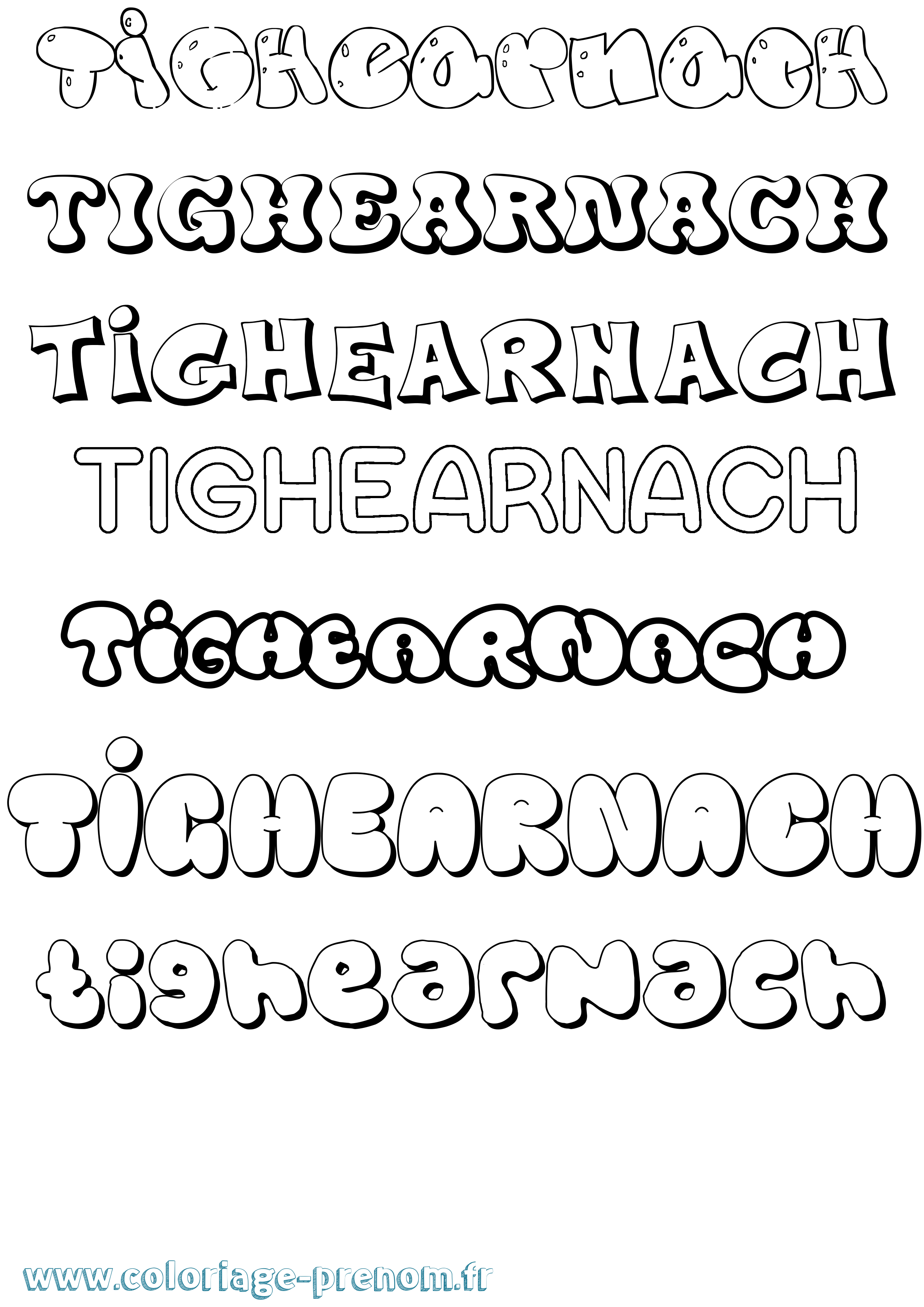 Coloriage Tighearnach Bubble Coloriage prénom Tighearnach Bubble