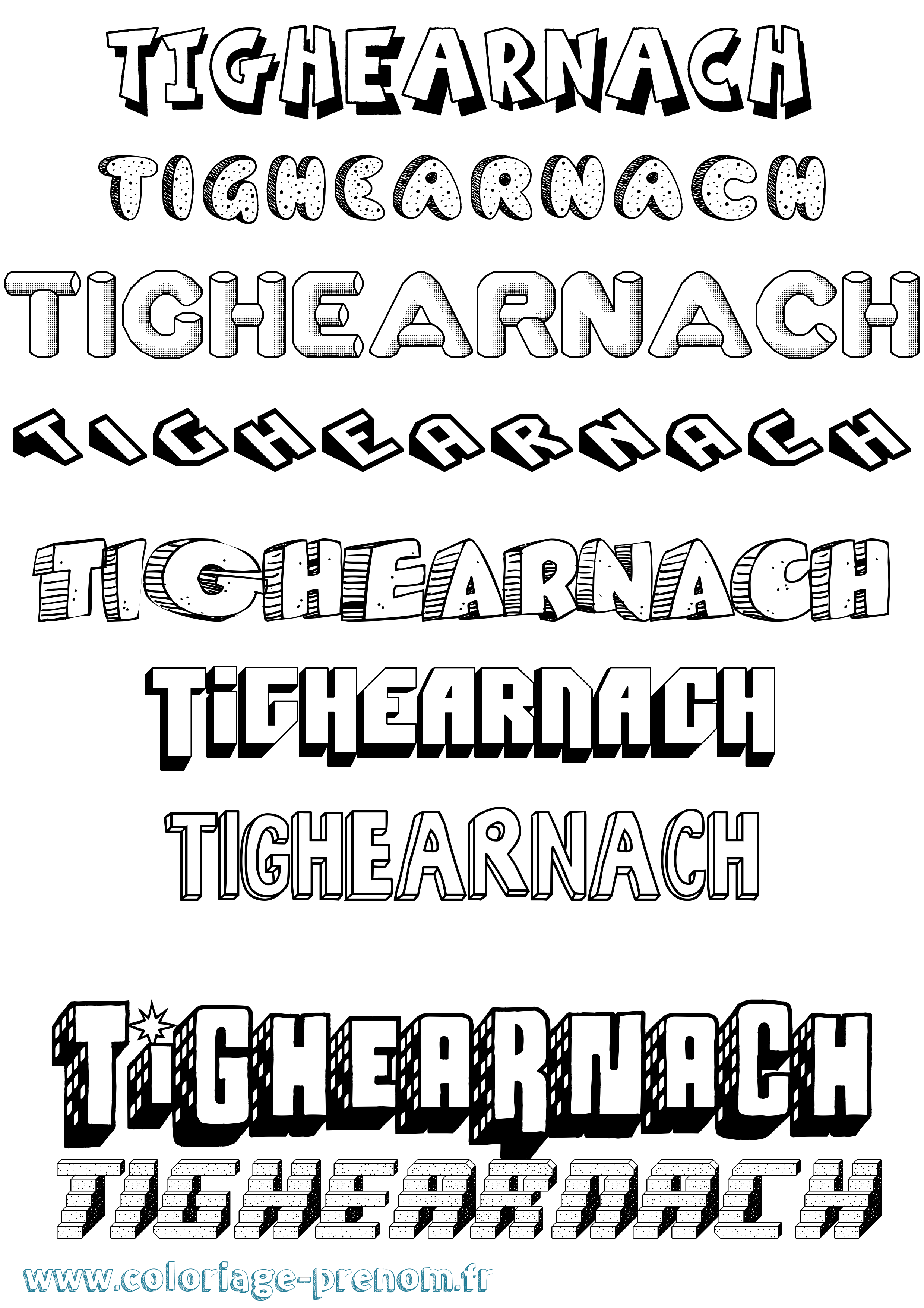 Coloriage Tighearnach Effet 3D Coloriage prénom Tighearnach Effet 3D