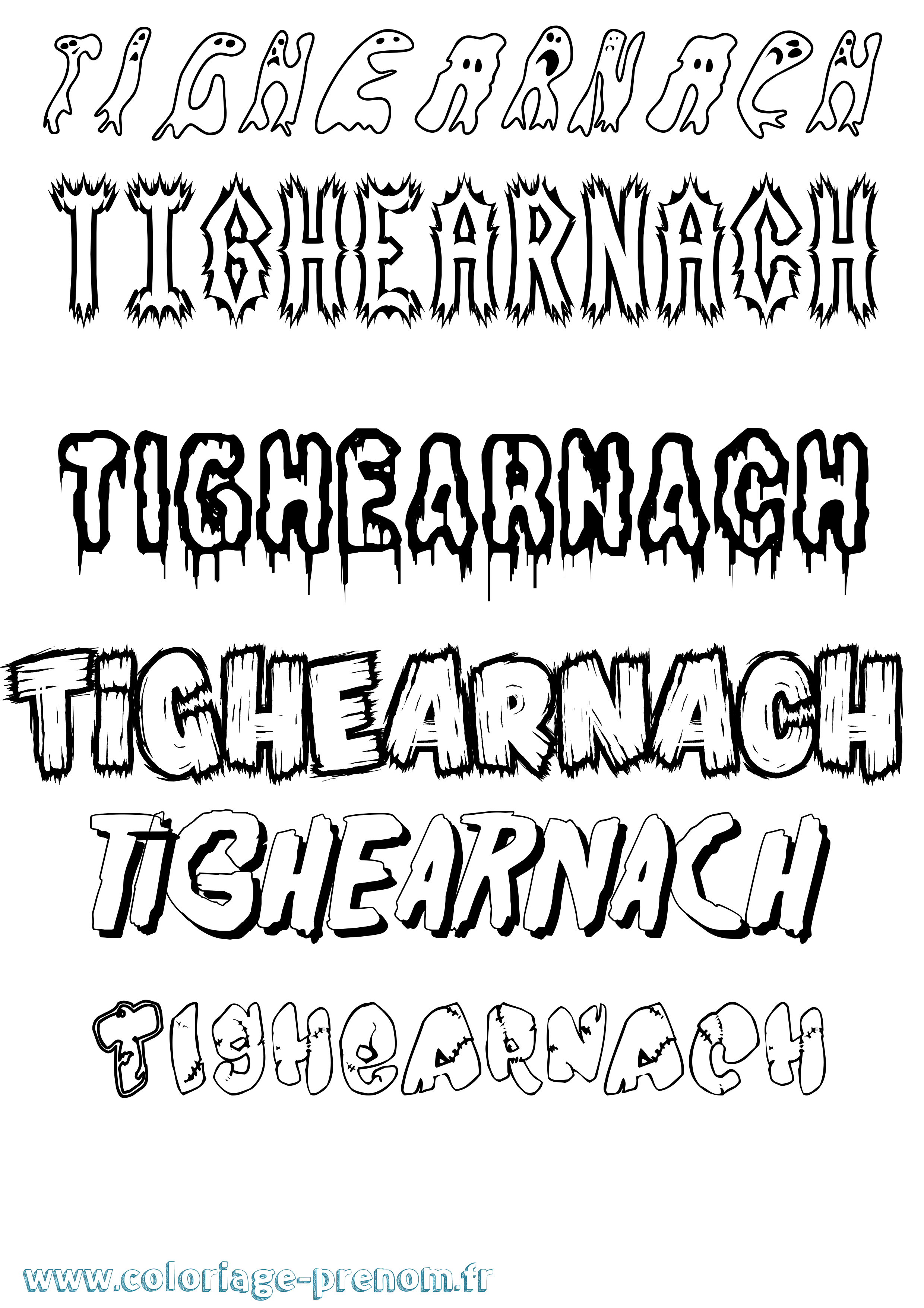 Coloriage Tighearnach Frisson Coloriage prénom Tighearnach Frisson