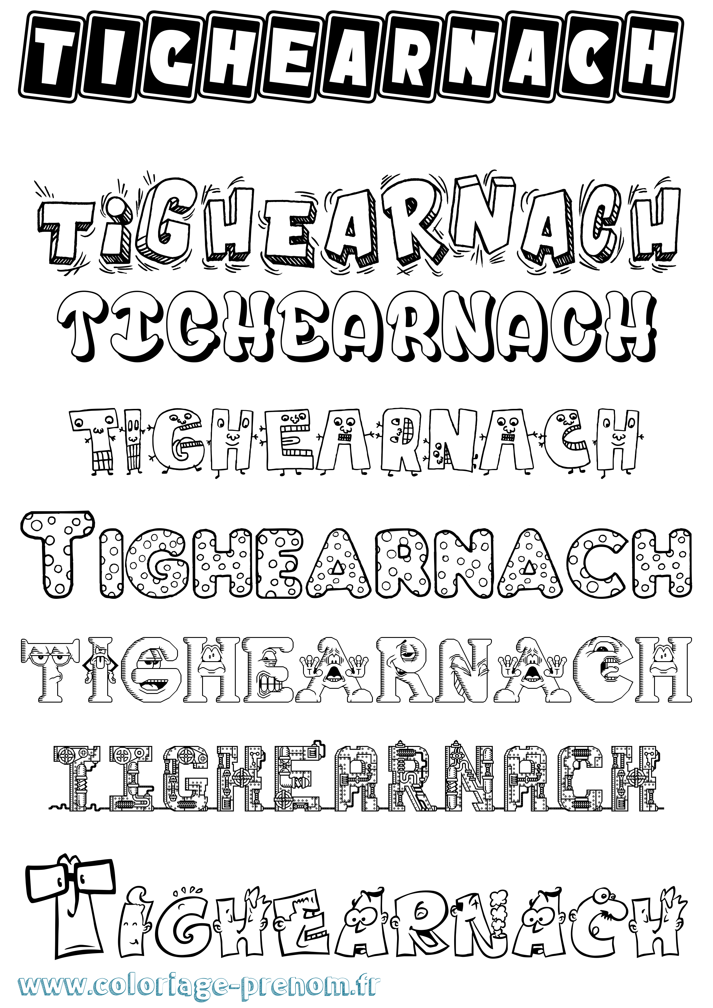 Coloriage Tighearnach Fun Coloriage prénom Tighearnach Fun