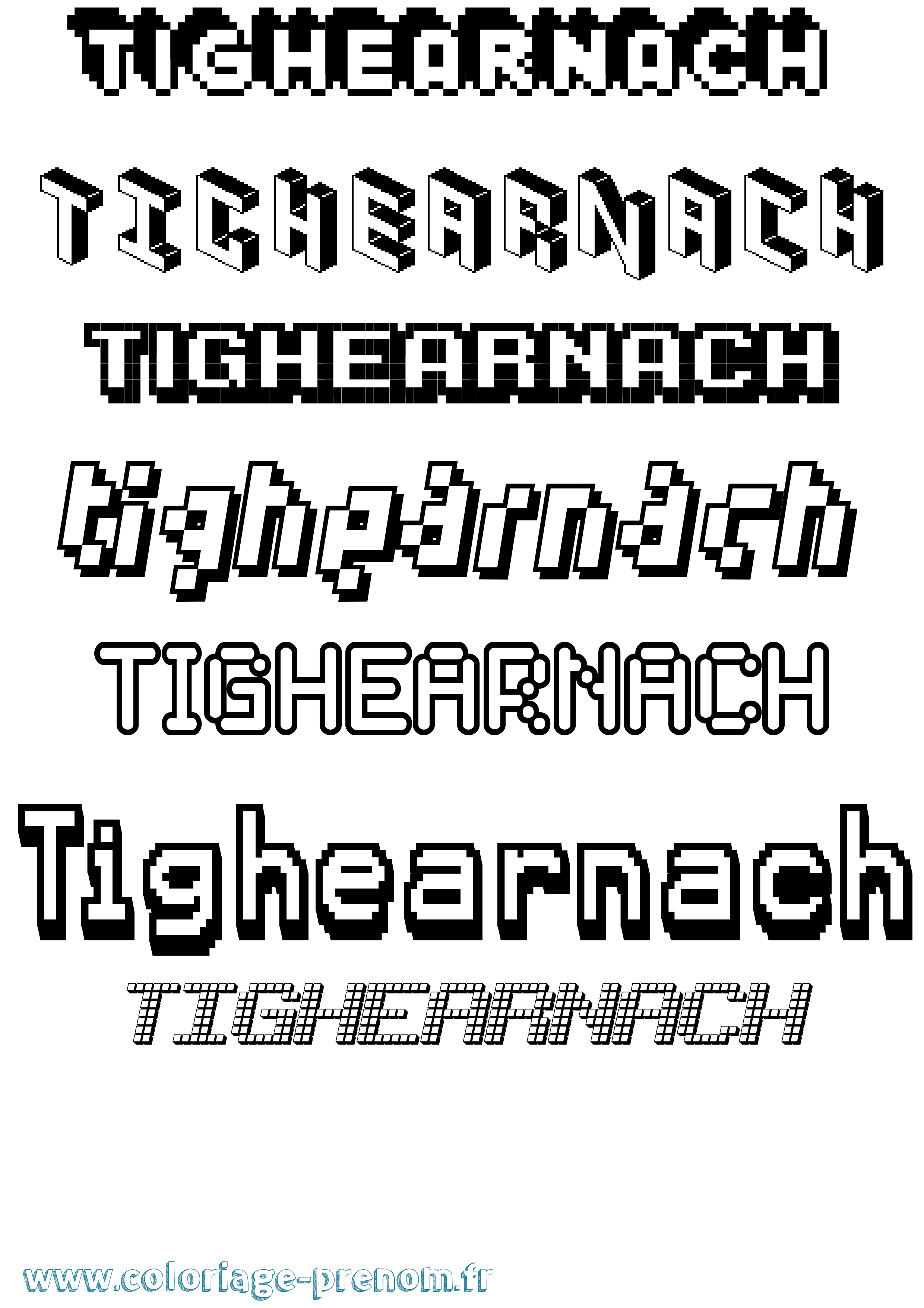 Coloriage Tighearnach Pixel Coloriage prénom Tighearnach Pixel