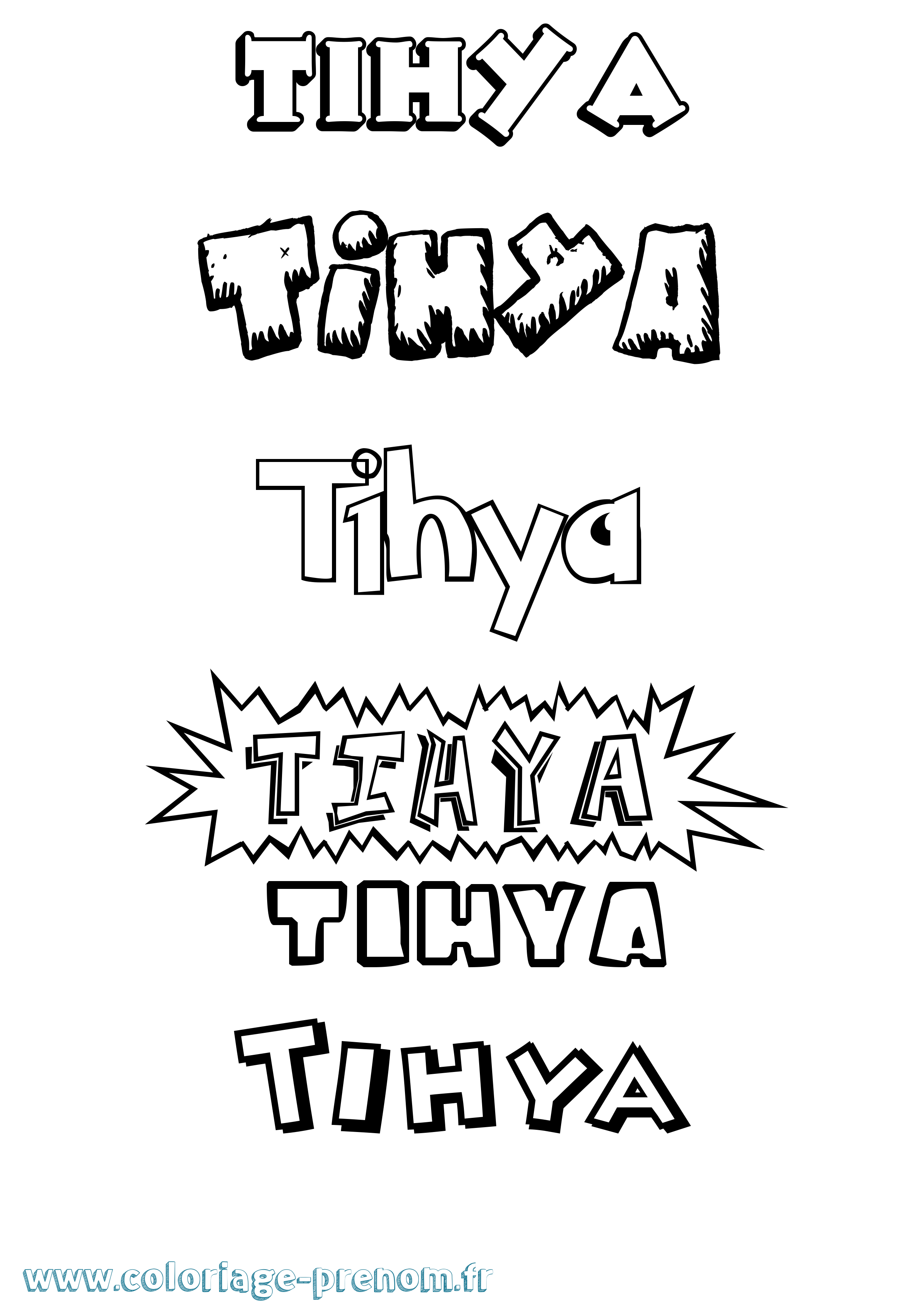 Coloriage Tihya Dessin Animé Coloriage prénom Tihya Dessin Animé