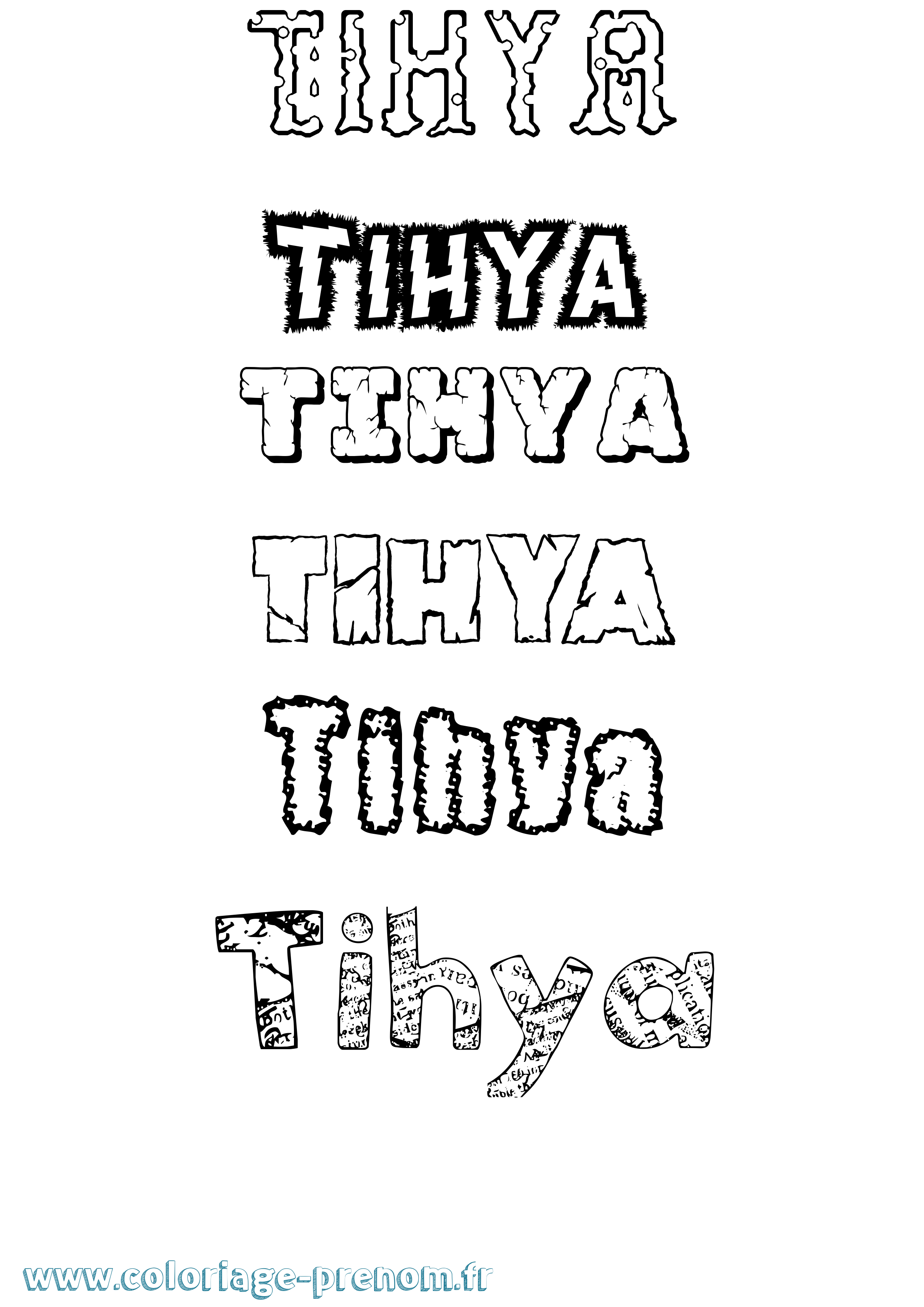Coloriage Tihya Destructuré Coloriage prénom Tihya Destructuré