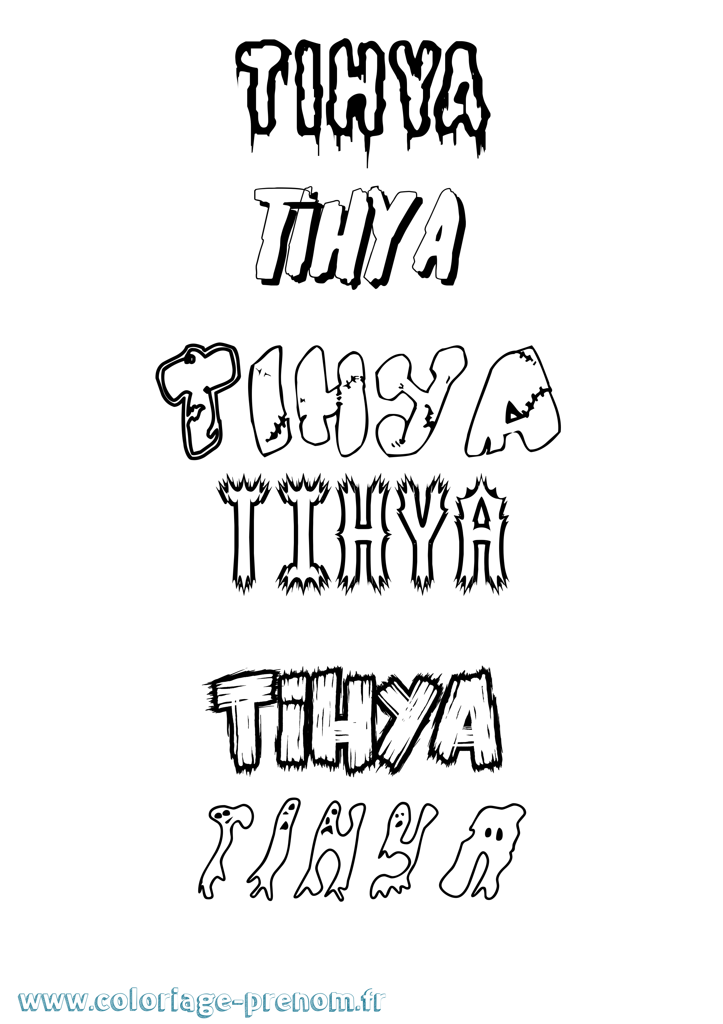 Coloriage Tihya Frisson Coloriage prénom Tihya Frisson
