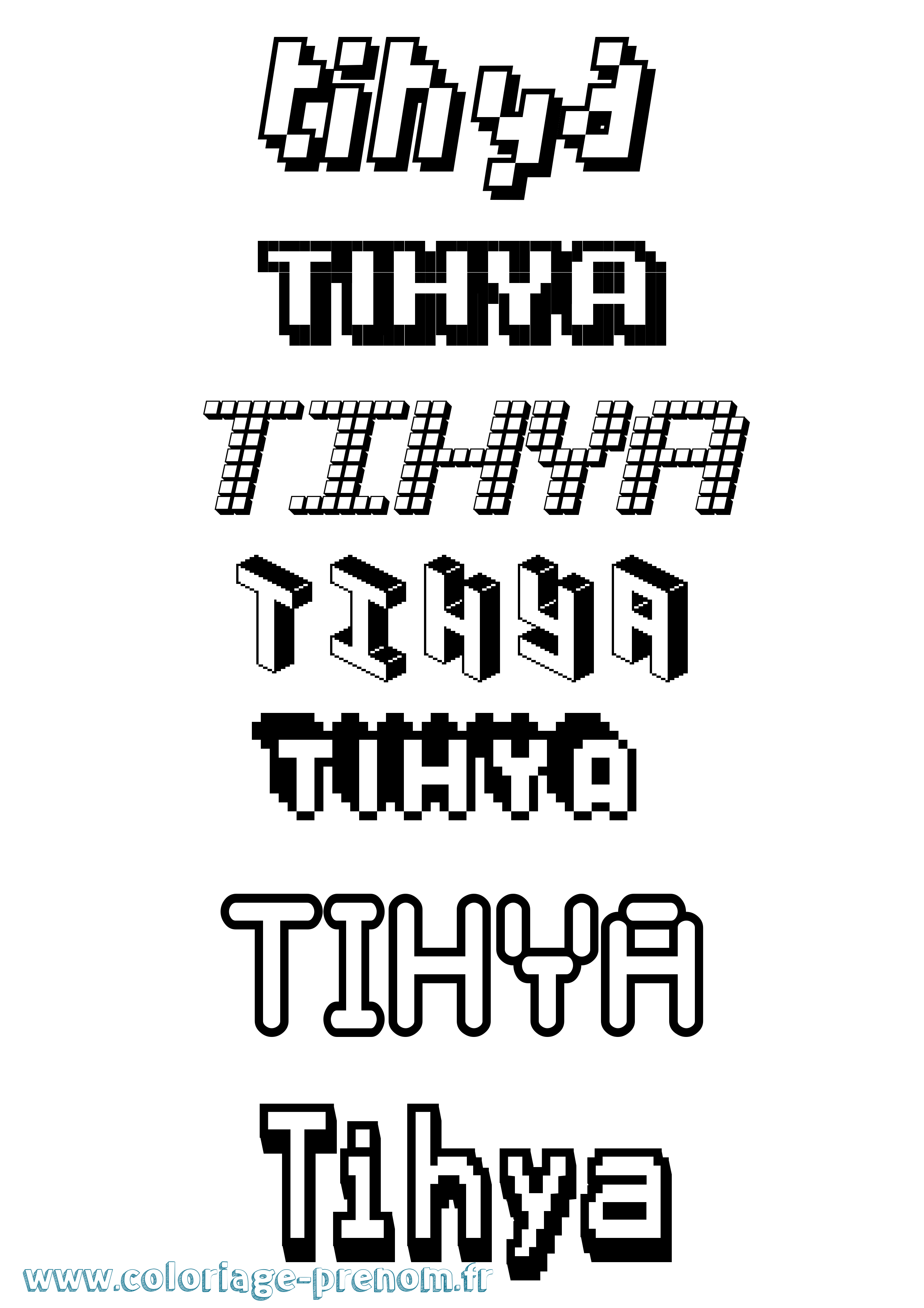 Coloriage Tihya Pixel Coloriage prénom Tihya Pixel