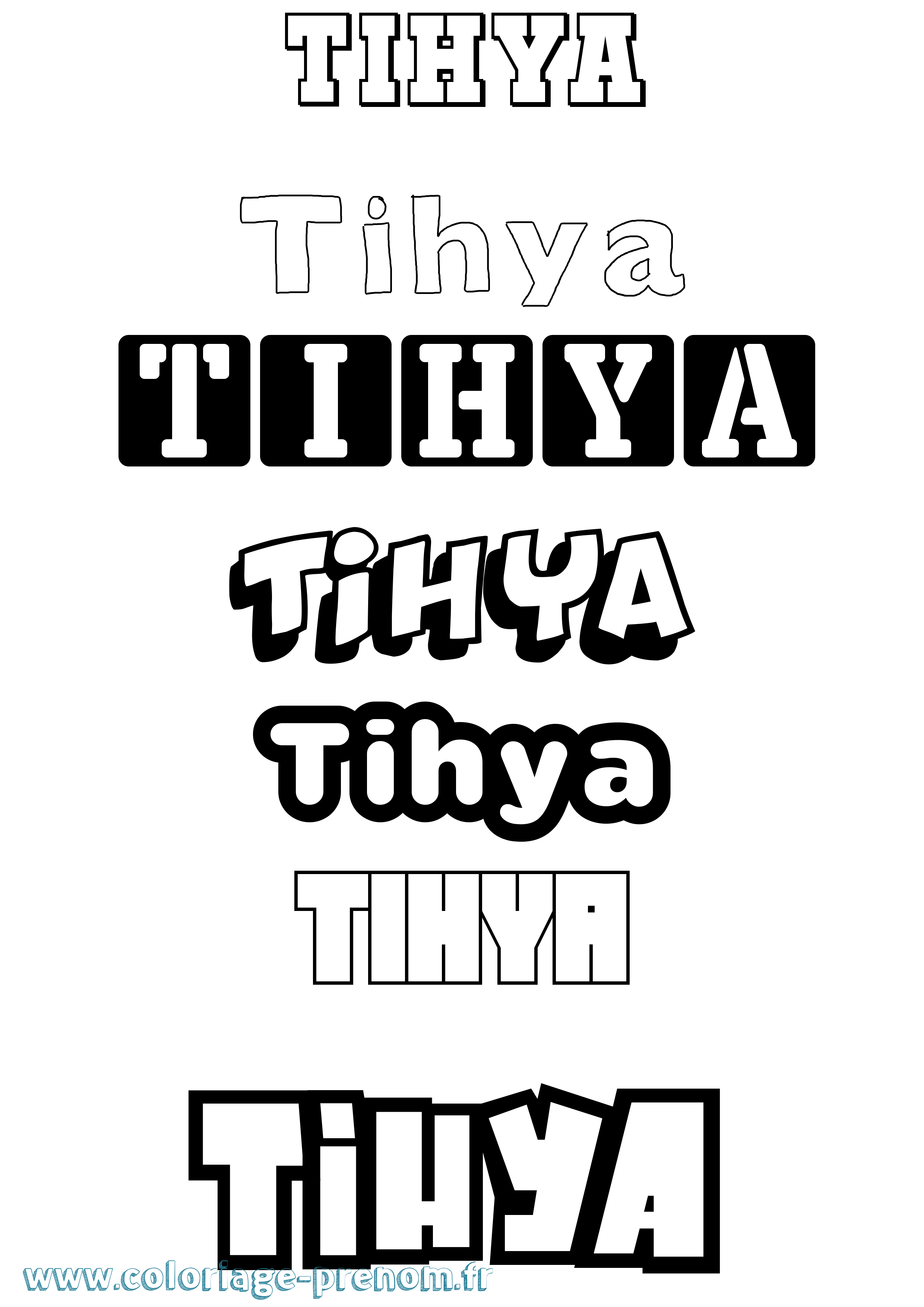 Coloriage Tihya Simple Coloriage prénom Tihya Simple