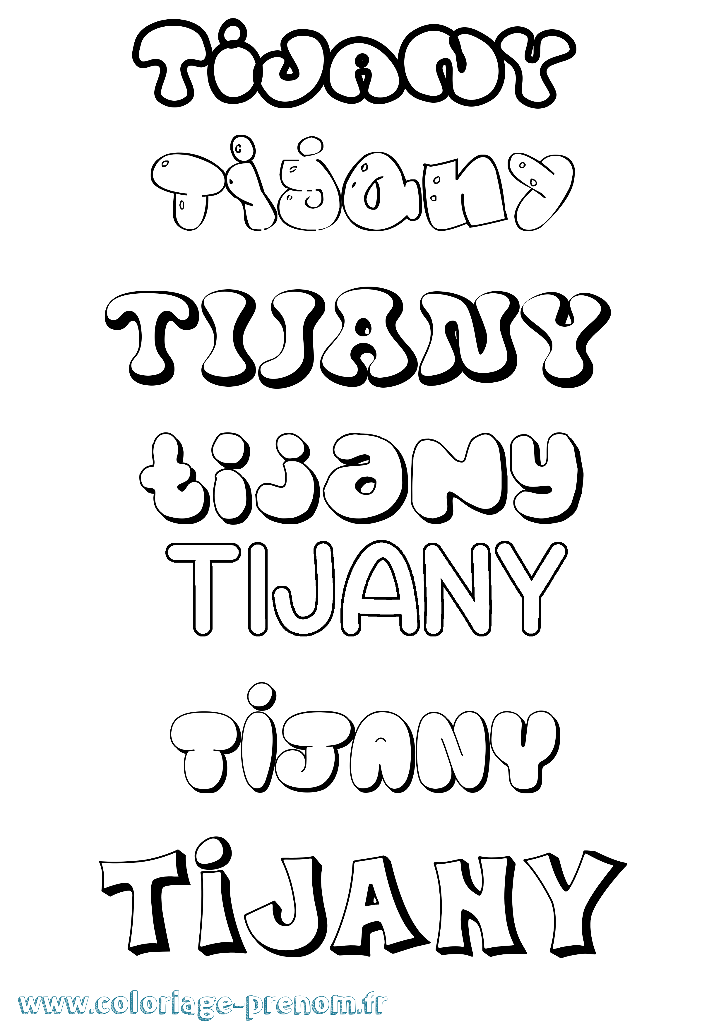 Coloriage Tijany Bubble Coloriage prénom Tijany Bubble