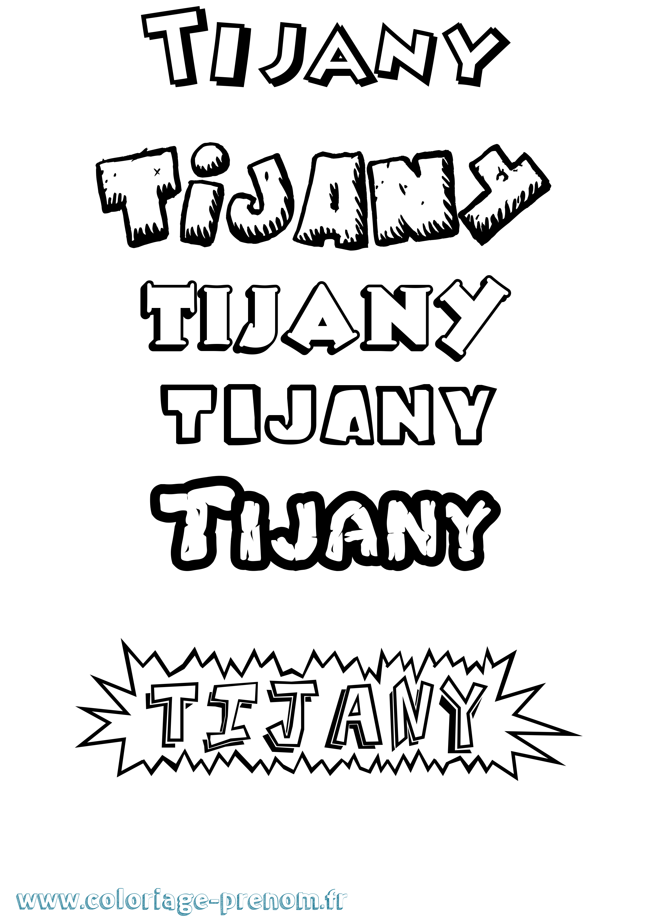 Coloriage Tijany Dessin Animé Coloriage prénom Tijany Dessin Animé