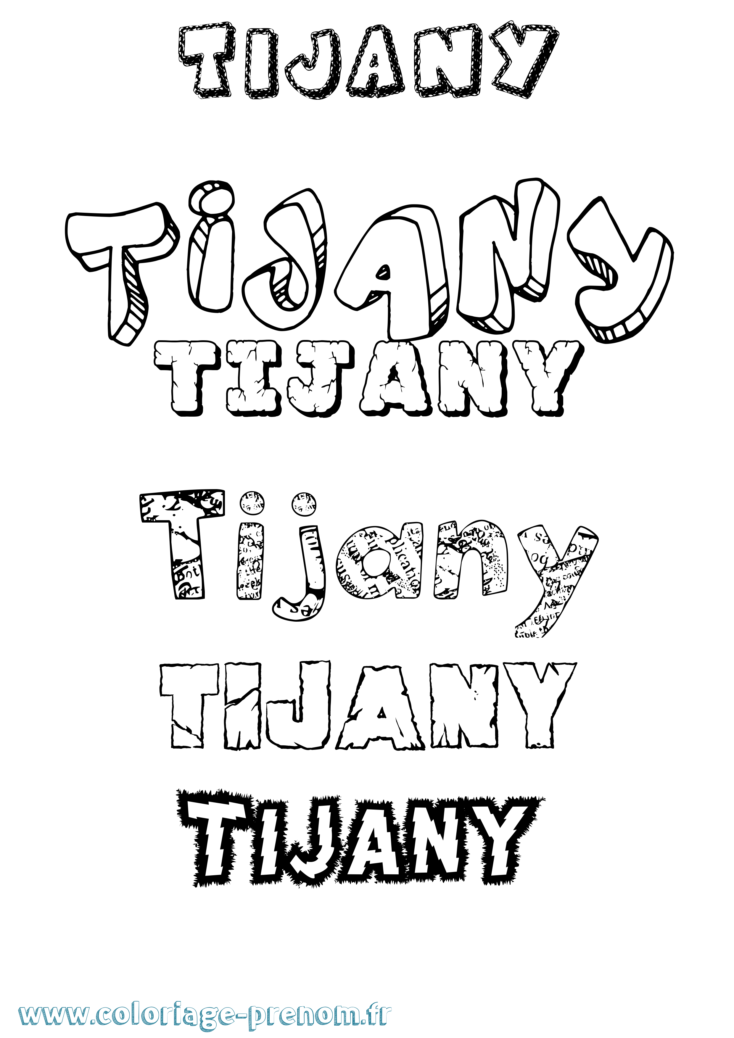 Coloriage Tijany Destructuré Coloriage prénom Tijany Destructuré