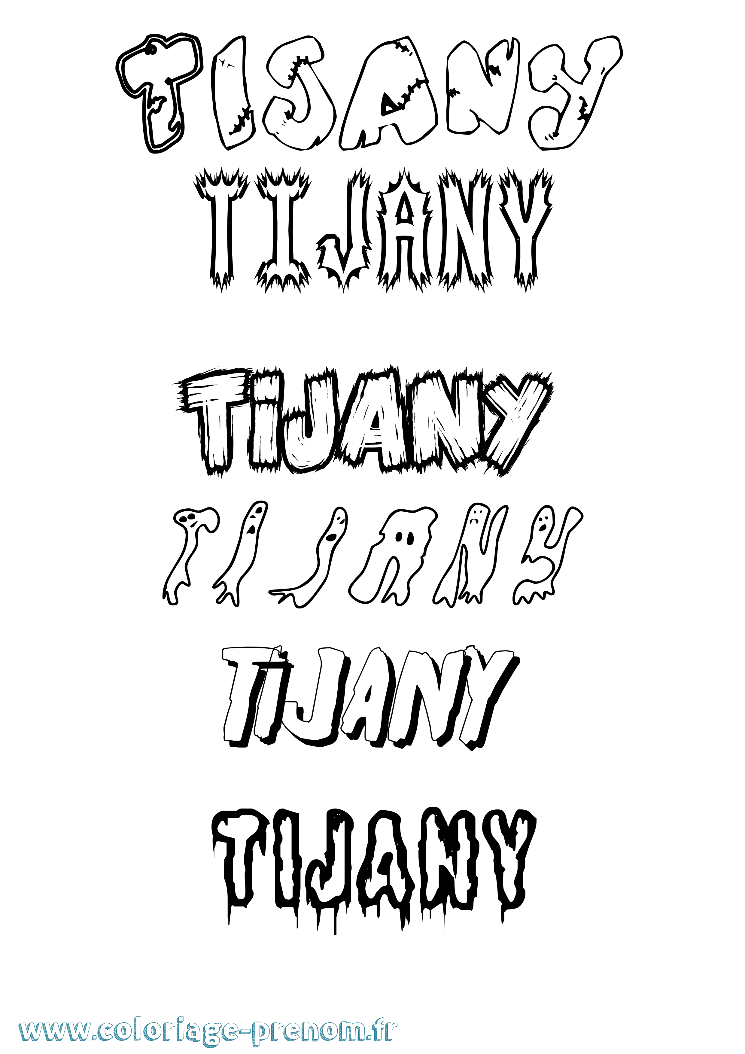 Coloriage Tijany Frisson Coloriage prénom Tijany Frisson