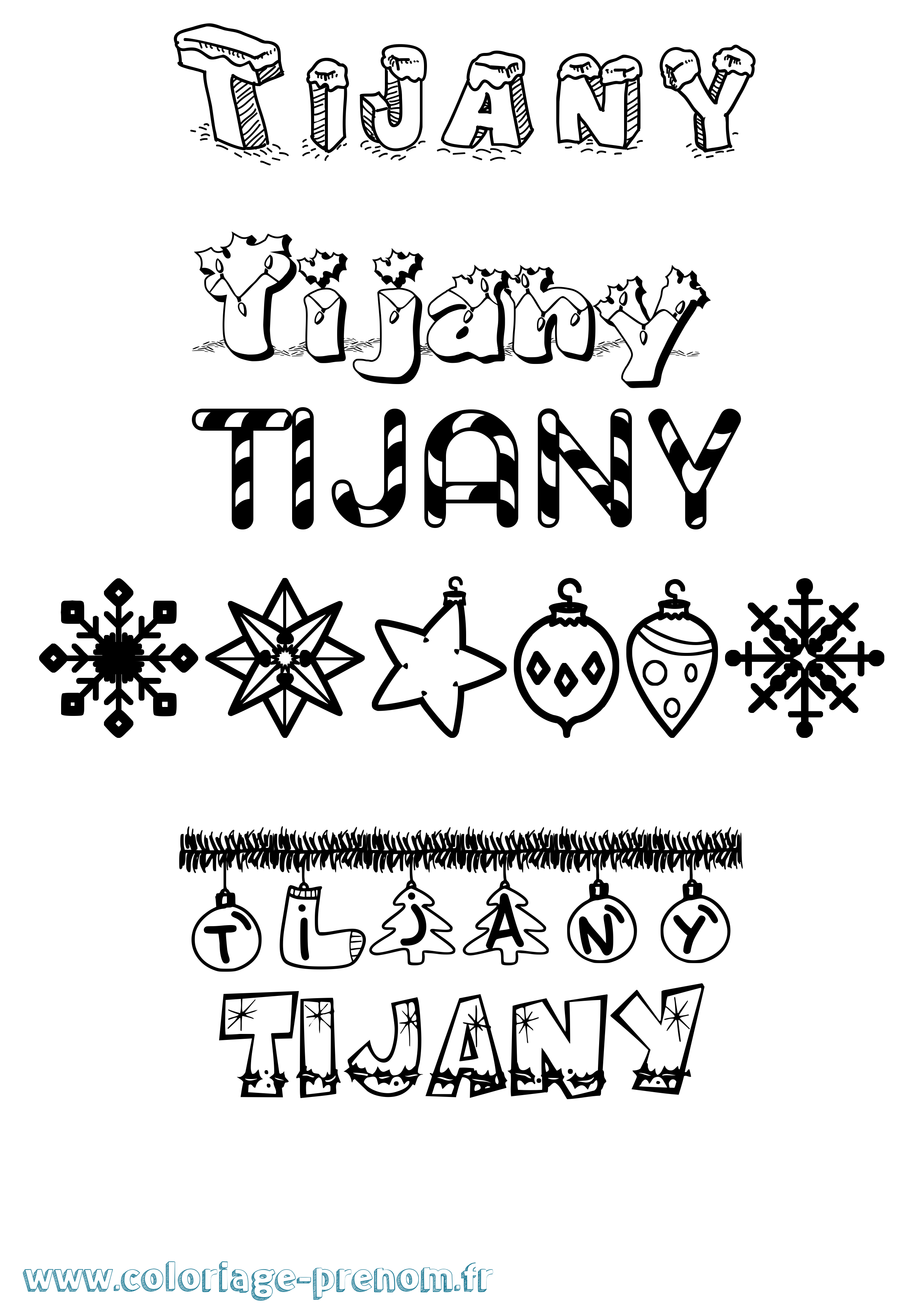 Coloriage Tijany Noël Coloriage prénom Tijany Noël